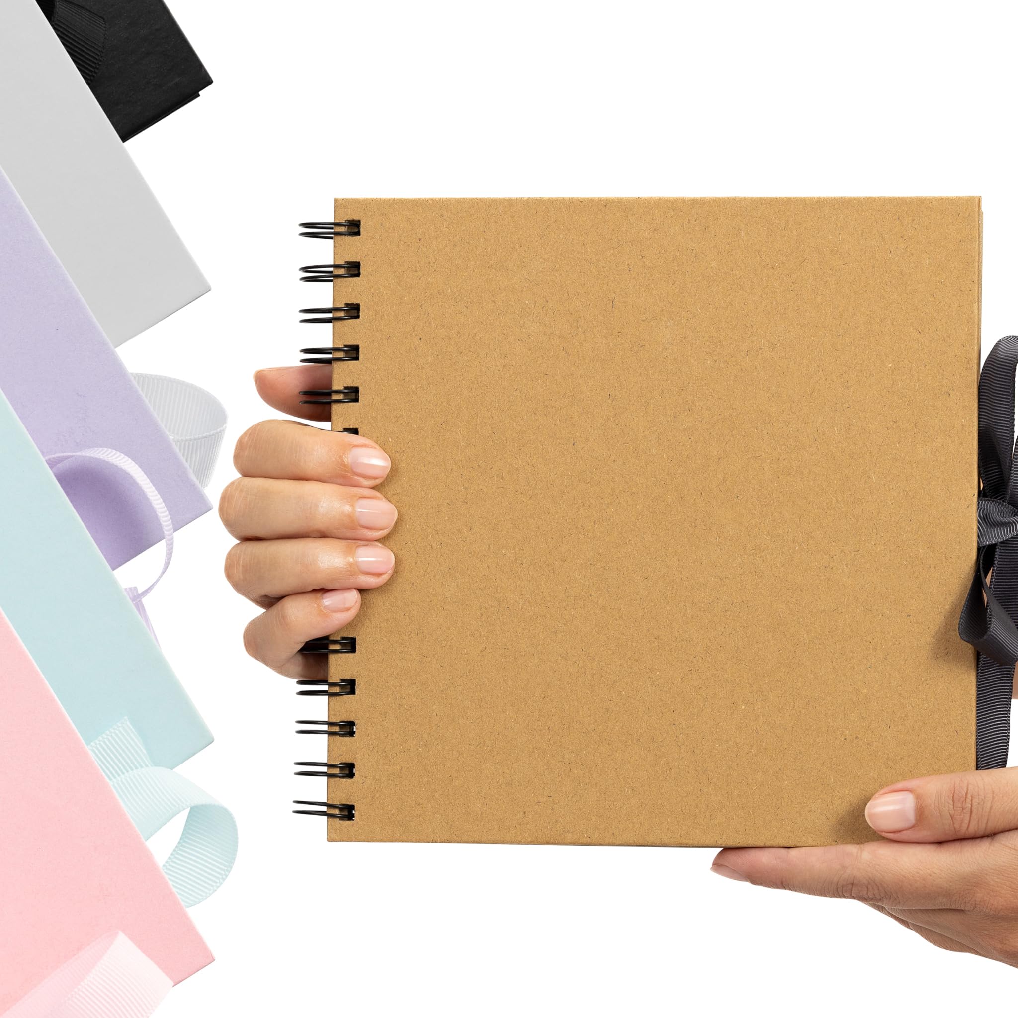 Evelay Scrapbook Photo Album Spiral Bound for Wedding Couple Travel Memory Book with 40 Pages - Medium, 8 x 8" (Kraft)
