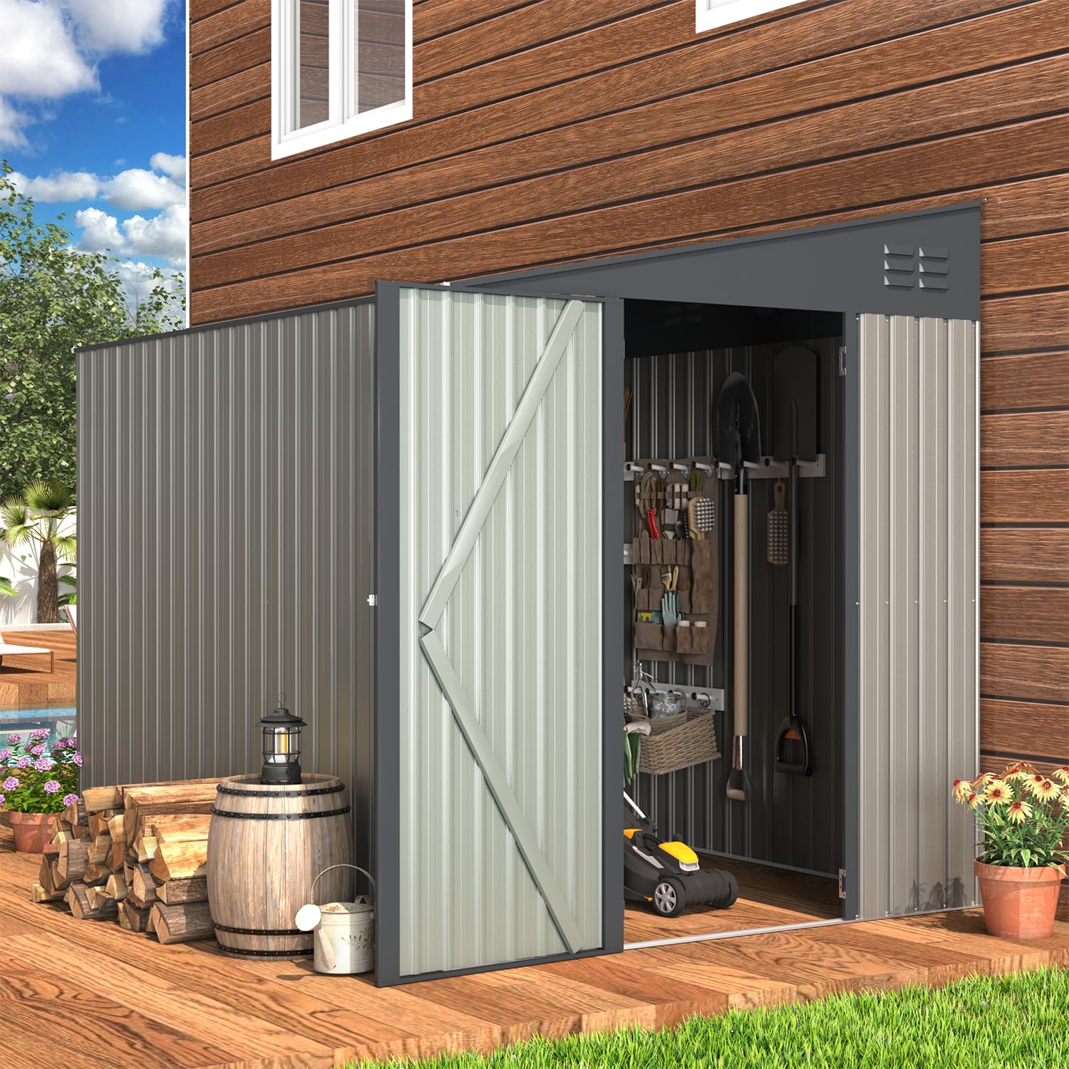 Amazon.com : AECOJOY 6' x 8' Lean to Storage Shed, 8x6 Outdoor