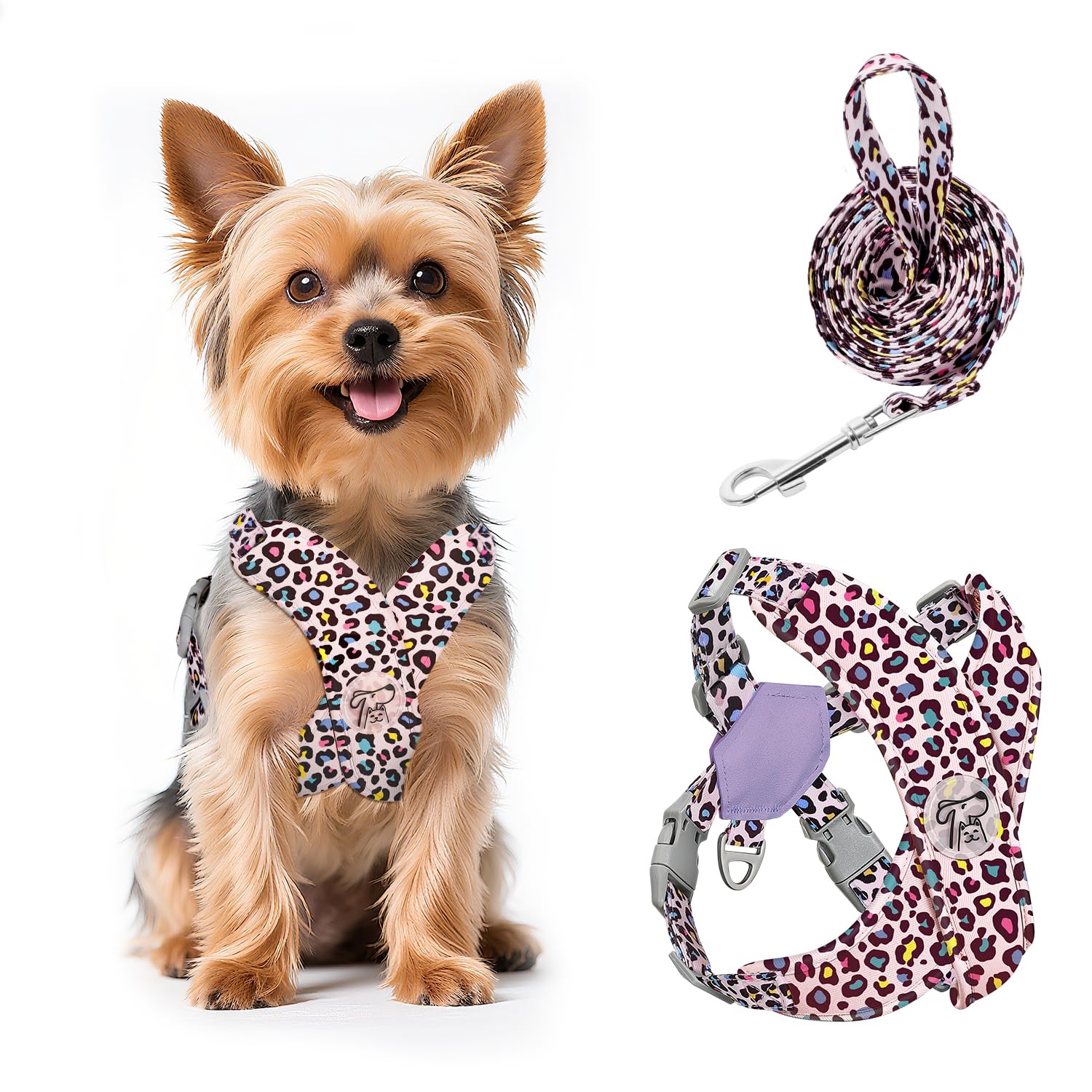 Pawaboo Small Dog Harness and Leash Set, Puppy Harness X-Frame No Pull No Choke