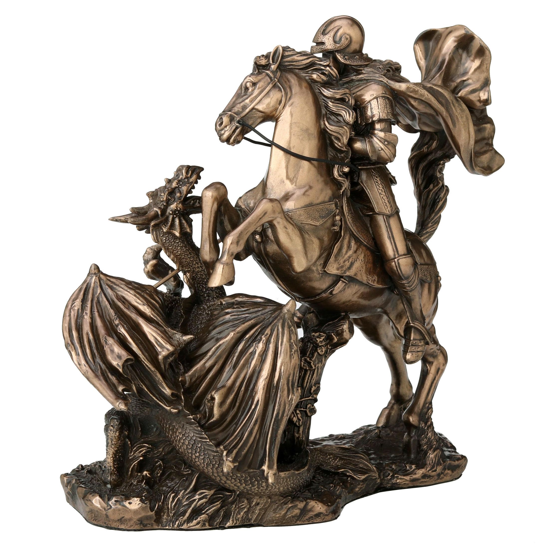 Veronese Design Escultura de Resina fundida en frío de 6 1/4 Pulgadas de San Jorge el Matadragones con Acabado de Bronce