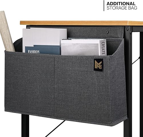 Miniatura 5 de MoNiBloom Escritorio para computadora, mesa para computadora portátil de estilo simple moderno con bolsa de almacenamiento para lectura, escritura,