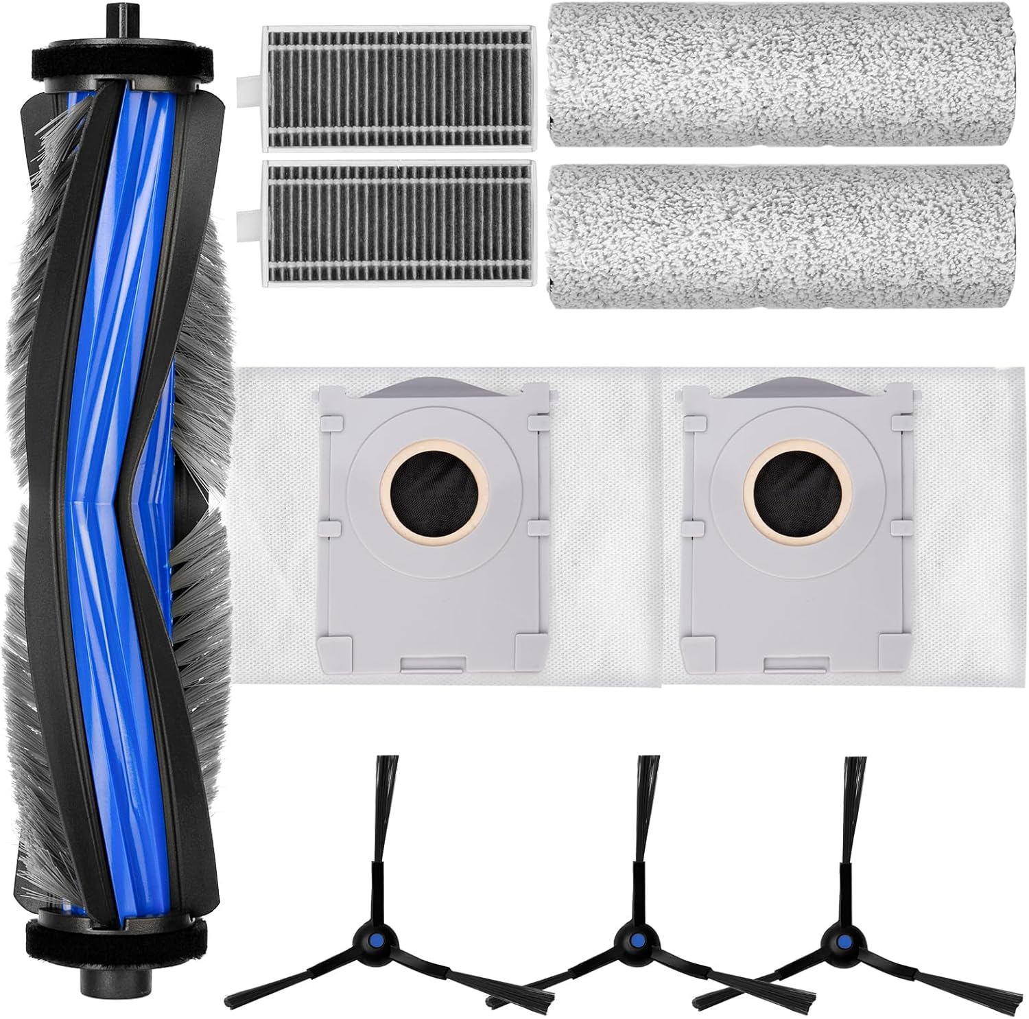 10 Pcs Replacement Kit Accessories for ECOVACS DEEBOT X8 PRO Omni Vacuum Cleaner, 1 Main Brush, 2 HEPA Filters, 2 Dust Bags[4.2L Capacity], 3 Side Brushes, 2 Roller Mops