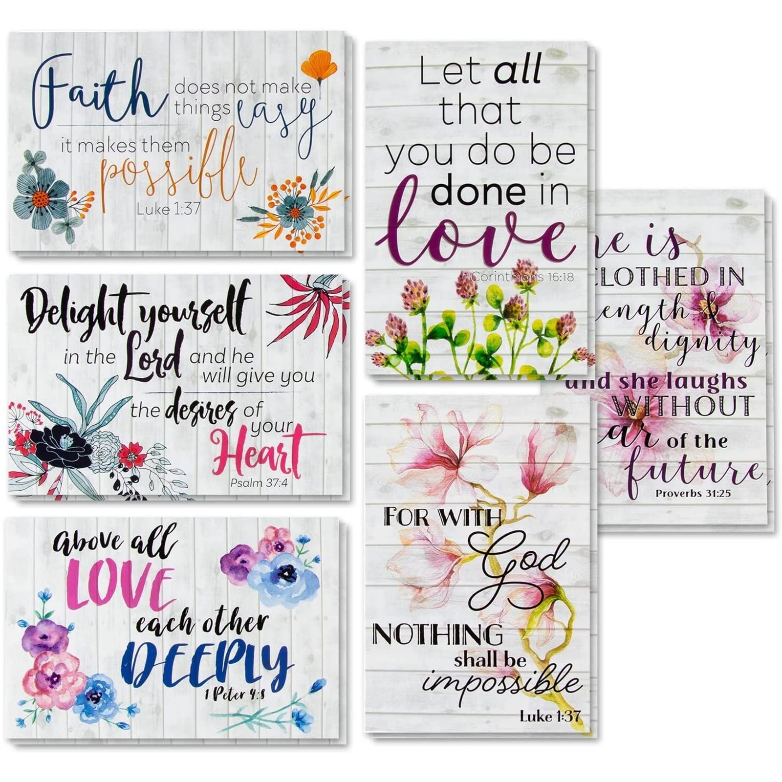 60 Inspirational Cards with Envelopes Bulk, Bible Verse Quote Scripture
