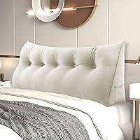 Vista 27 de Johnear - Almohada grande de cuña para cabecera de lectura, para sentarse en la cama para adultos, cojín triangular de terciopelo para respaldo