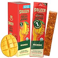 Vista 1 de Solely - Cecina orgánica de frutas de mango - 12 tiras de frutas envueltas individualmente - Cuero de fruta hecha de frutas secas - Snacks