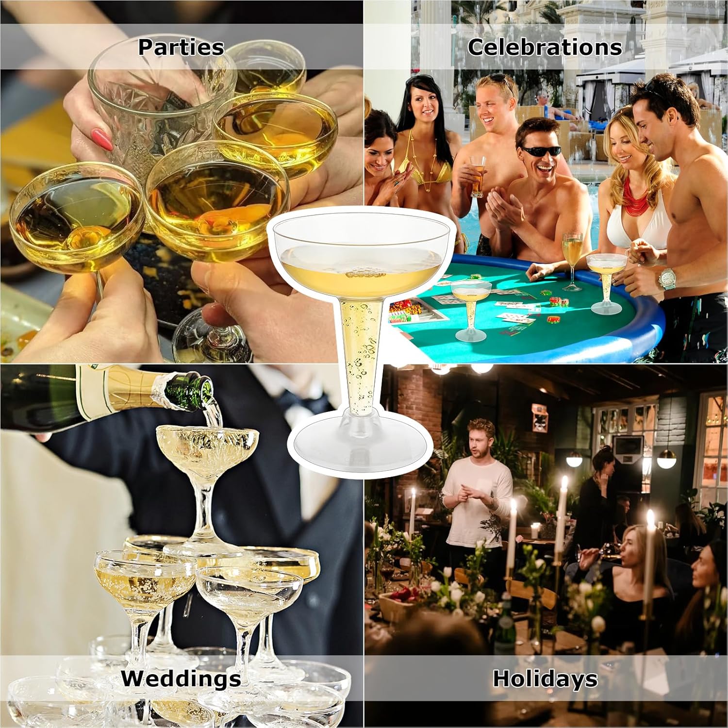 100 Pack Plastic Champagne Coupe Glasses, Disposable Plastic Party Champagne Glasses, 4 Oz Clear Cocktail Martini Margarita Wine Cups for Birthday Wedding Party - Image 5