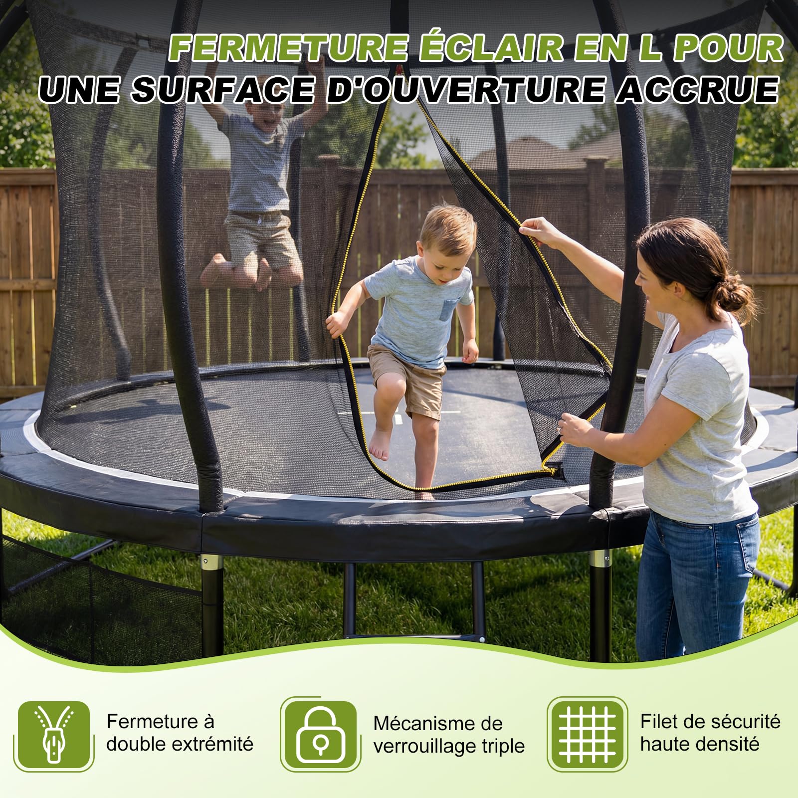 Devoko Trampoline Extérieur Ø 228/305/366/427 cm, pour Enfants, avec Filet de Sécurité, GS Certification, Couverture de Protection, Design Citrouille, Capacité de Charge 150 kg