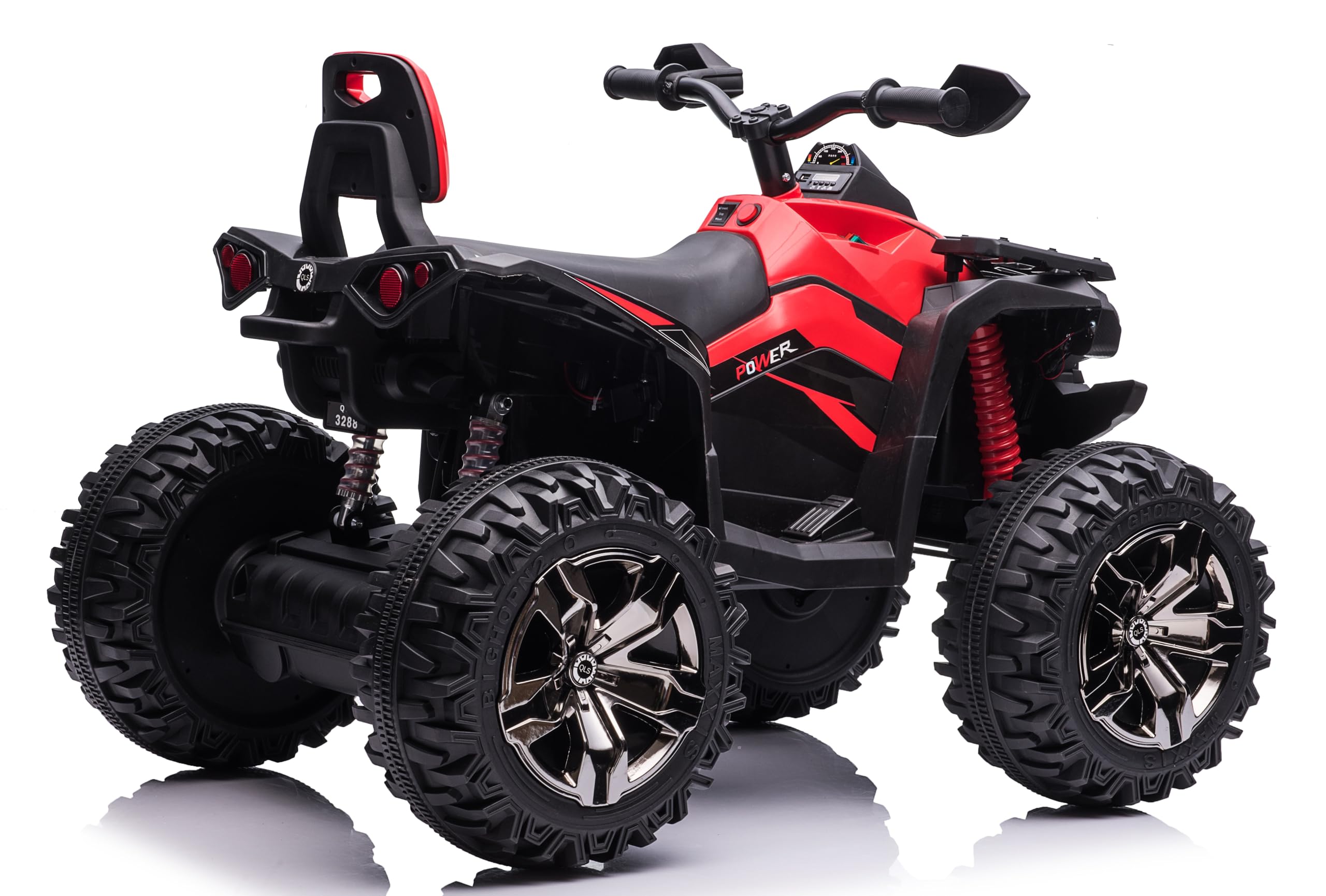 Mondial Toys Quad Elettrico 4x4 per Bambini 12V con 4 Potenti Motori Batteria Potenziata 12V - 14Ah Jungle ATV Ruote Grandi 36 cm Ammortizzatori Reali Luci LED Carico 30 kg Rosso