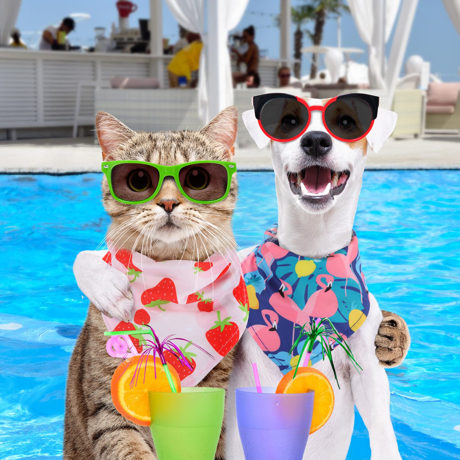Chunful 50 bandane per cani per l'estate all'ingrosso bandane hawaiane bavaglino triangolo sciarpa per cani con motivo foglie di frutta fenicottero per l'estate accessori per animali domestici