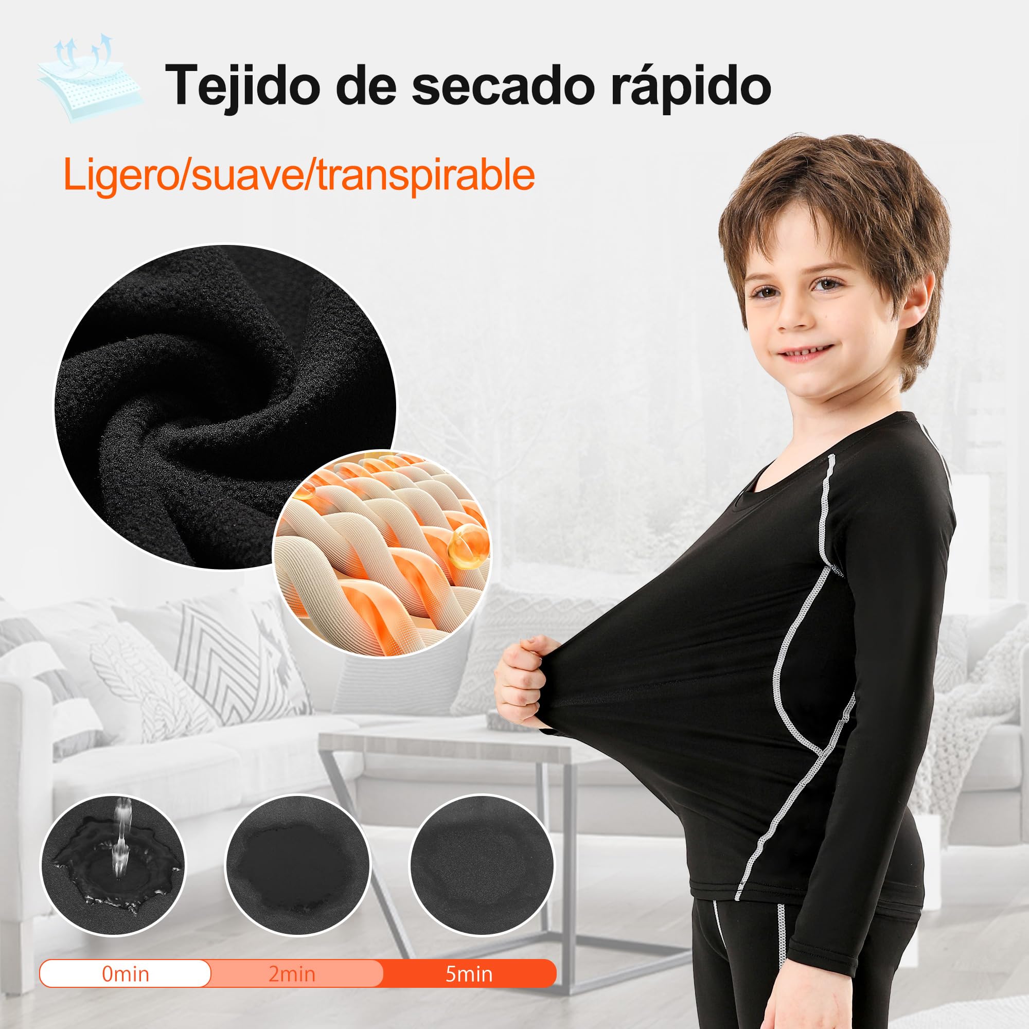 Conjunto Ropa Interior Térmica para Niños Niña Esqui Snowboard Running 110-170