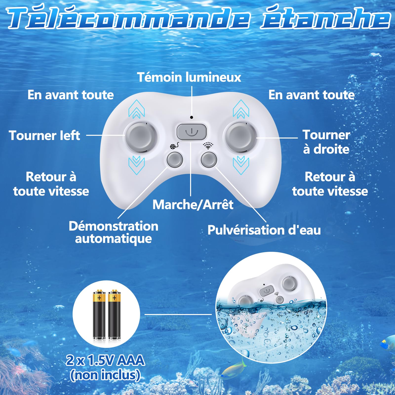 IEEILULU Baleine Télécommandée 2.4 GHz USB, Jouet RC Piscine Lac - Cadeau Garçons Filles 6+