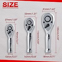 Vista 5 de SPEEDWOX Juego de trinquete Stubby de 3 piezas, herramientas de trinquete de 72 dientes, reversible, de liberación rápida, juego de trinquetes