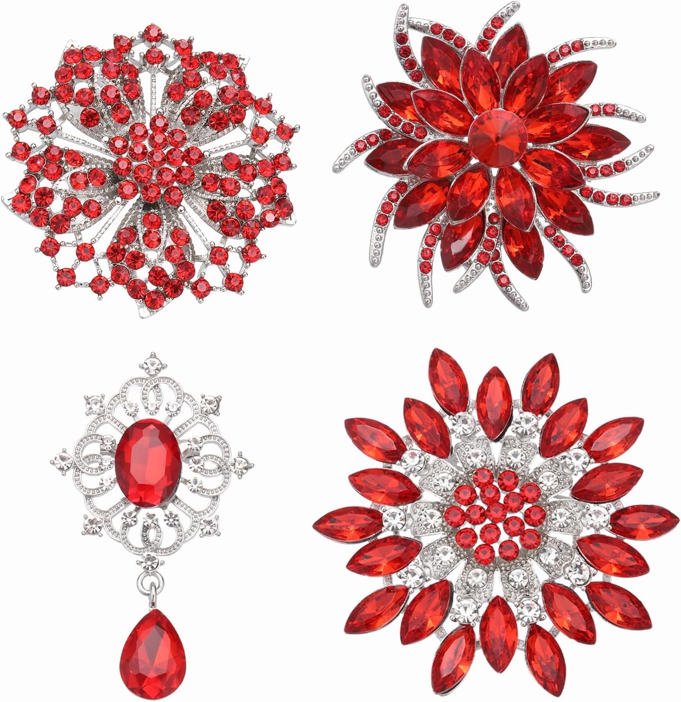 PATIKIL Rhinestone Sunflower Brooch Pins, 4 Style Elegant Crystal Floral Lapel Brooch Pins Lapel Pins Kit for Women Suits Clothes Dress Bouquet Craft Party, Gold/Yellow/Champagne/Black