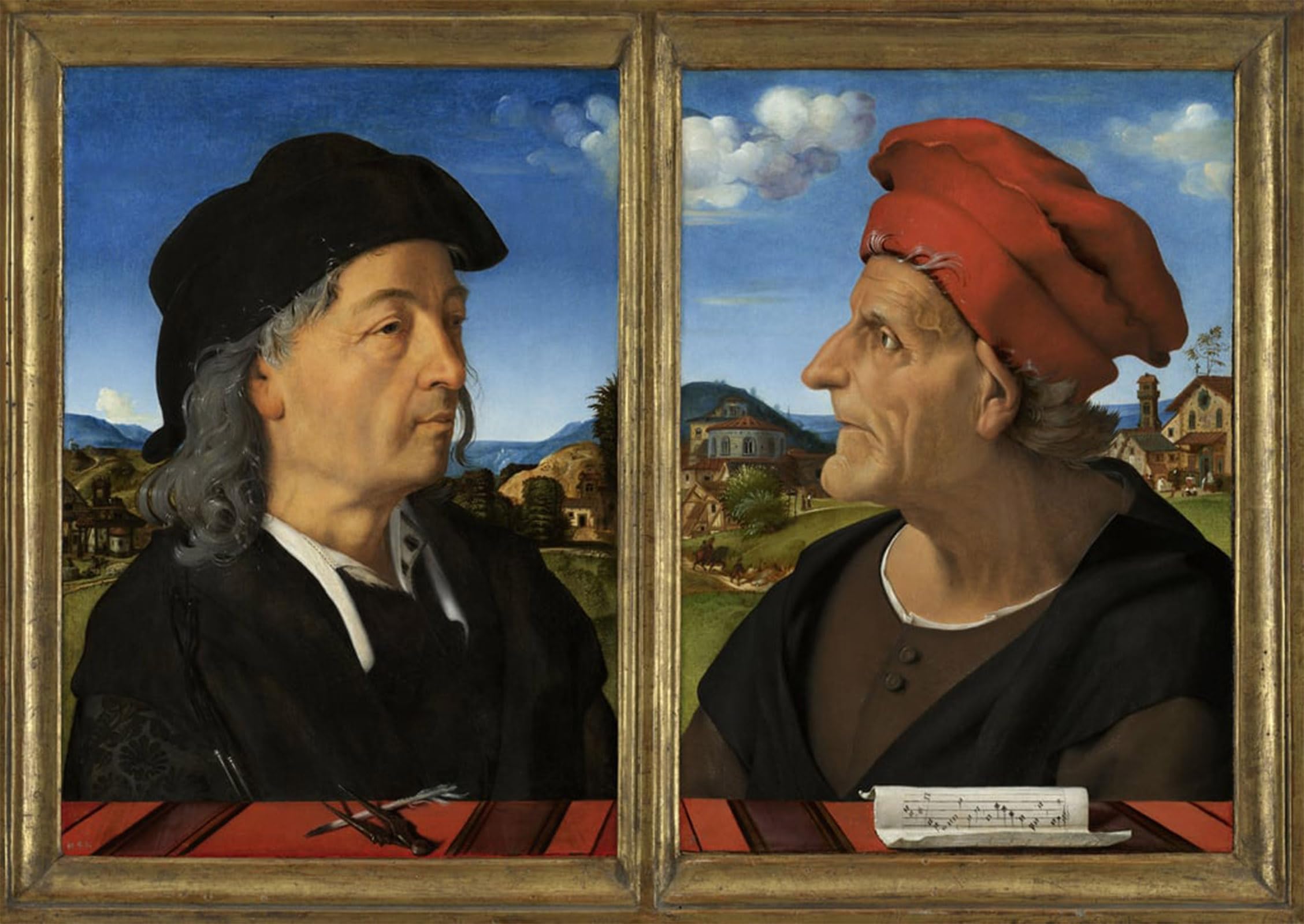 ARTXLXXBN Famous Art Print Poster Vintage Wall Art Portraits of Giuliano and Francesco Giamberti Da Sangallo by Piero Di Cosimo Canvas Art Poster for Home Decor 60x90cm