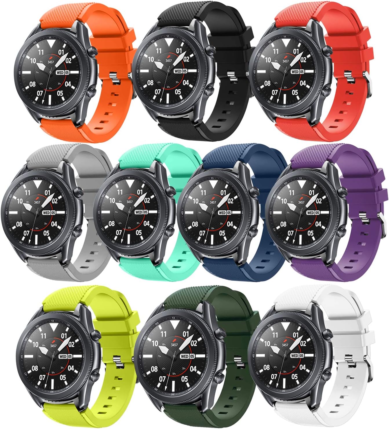 ACESTARBand for Samsung Galaxy Watch 3 45mm Bands 22mm Soft Silicone Sport Replacement Strap Compatible with Samsung Galaxy Watch 3 band 45mm (10 Colors)