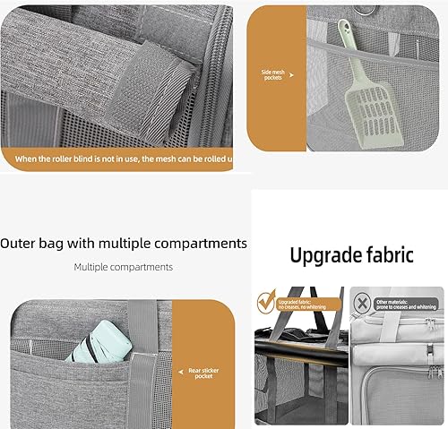 Miniatura 4 de Transportador de mascotas de aerolínea con ruedas – Ventilación de malla grande, cubierta de privacidad y ruedas desmontables para gatos/perros