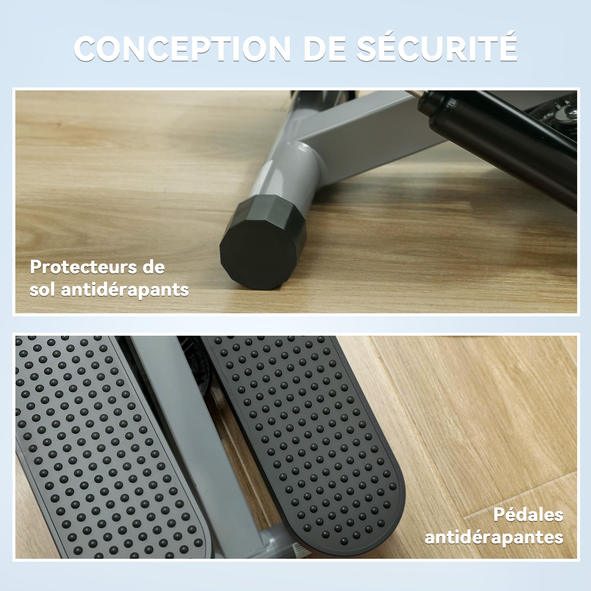SPORTNOW Mini Stepper de Fitness pour la Maison, Machine de Step, Appareil de Fitness avec Bandes de résistance, écran LCD et pédales antidérapantes, Charge 100 kg, Gris