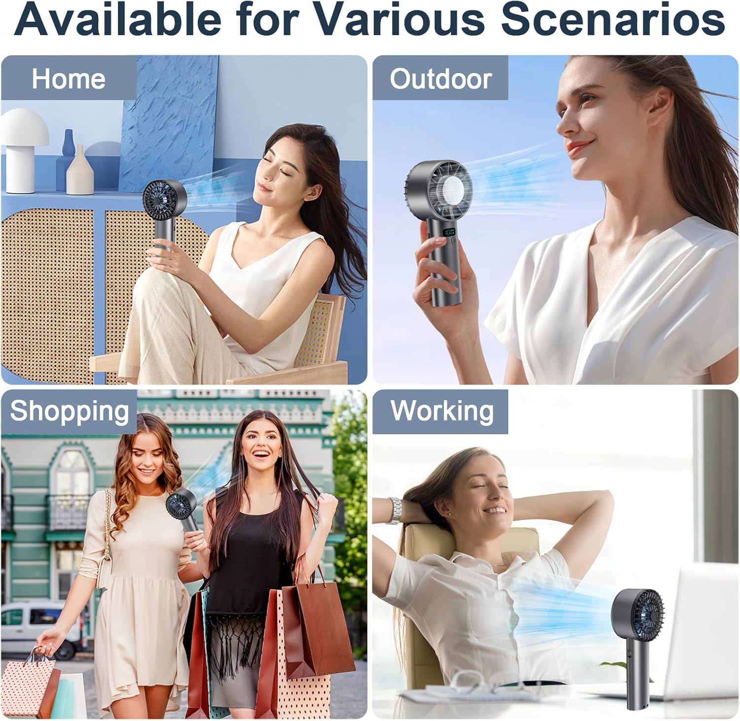 Hurricane Ice Handheld Fan, 100 Gear Hurricane Wind, ANC Silent Motor, USB Rechargeable Desk Fan, Digital Display, Hand Fan For Travel Office Outdoor Men Black