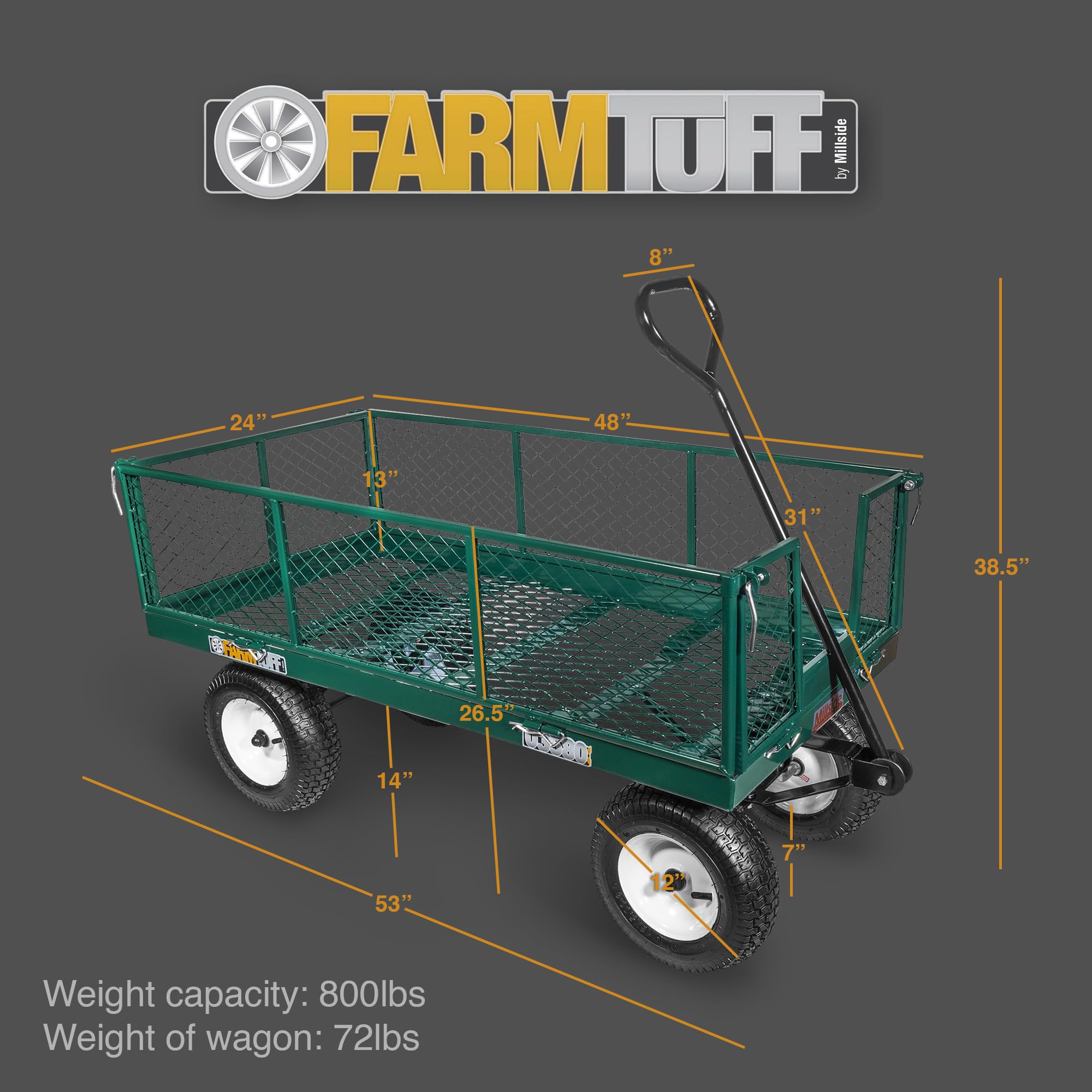DUENDE　STEEL STORAGE WAGON Sunnydaze Decor 3.36-cu ft Steel Yard Cart LW-DUC873-GN at
