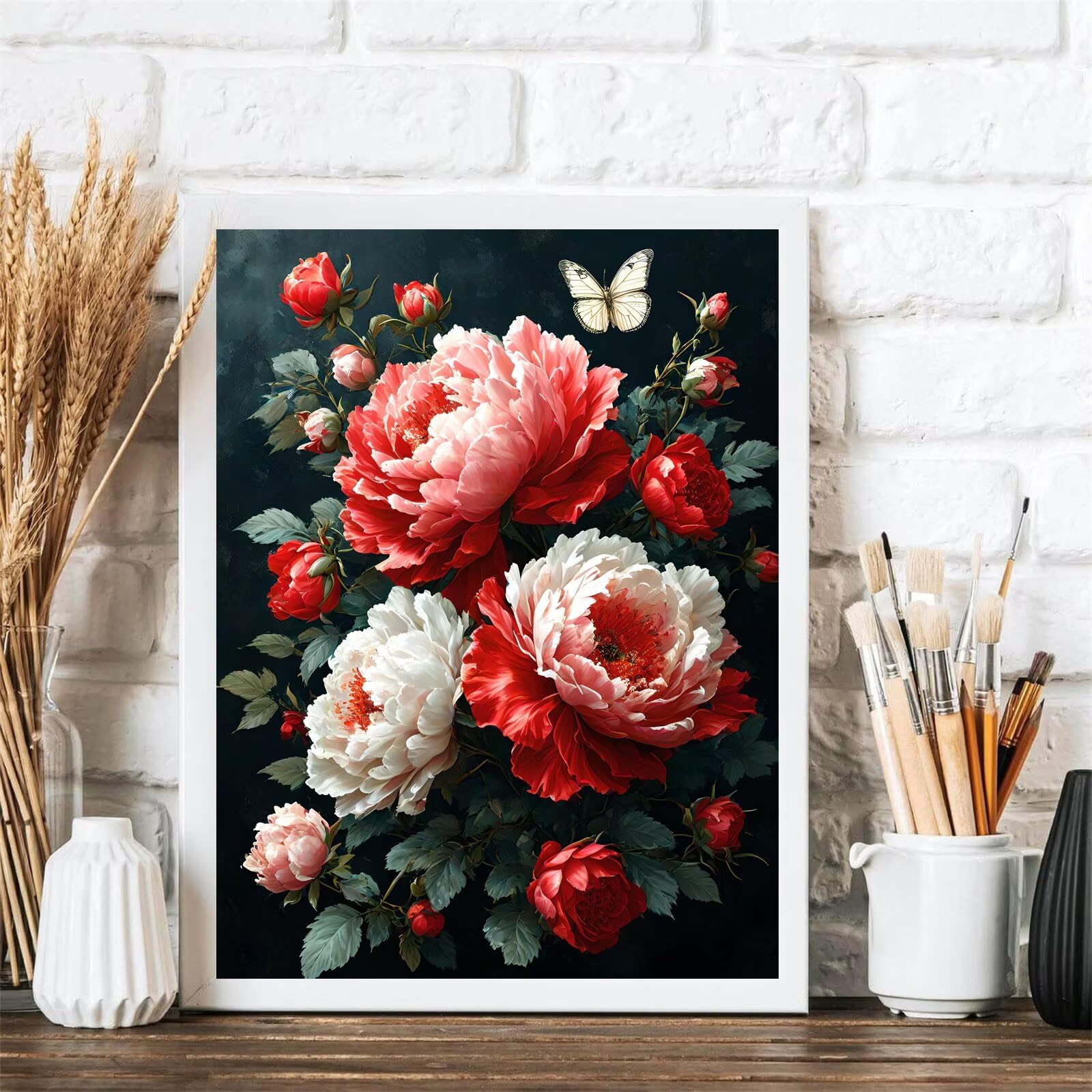 5D DIY diamentowe malowanie pełny zestaw piwonia, diamentowe malowanie motyl diamentowe malowanie diamentowe, DIY diamentowa sztuka kryształowa sztuka dzieci haft krzyżykowy akcesoria do dekoracji