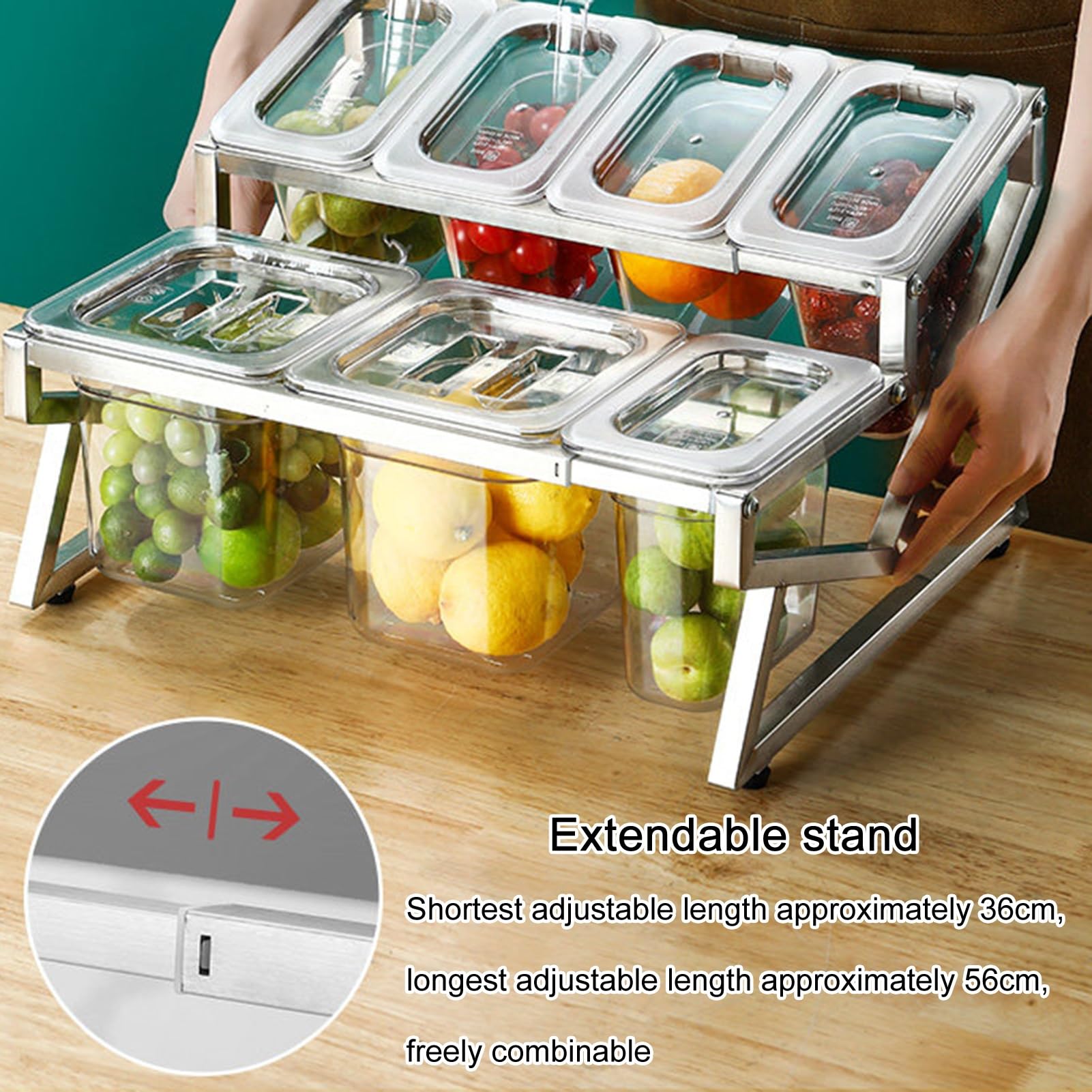 Juego de recipientes transparentes para condimentos con tapa de cuchara, organizador de cocina para especias, soportes duraderos de acero inoxidable, ideal para bufés y tiendas de té con leche