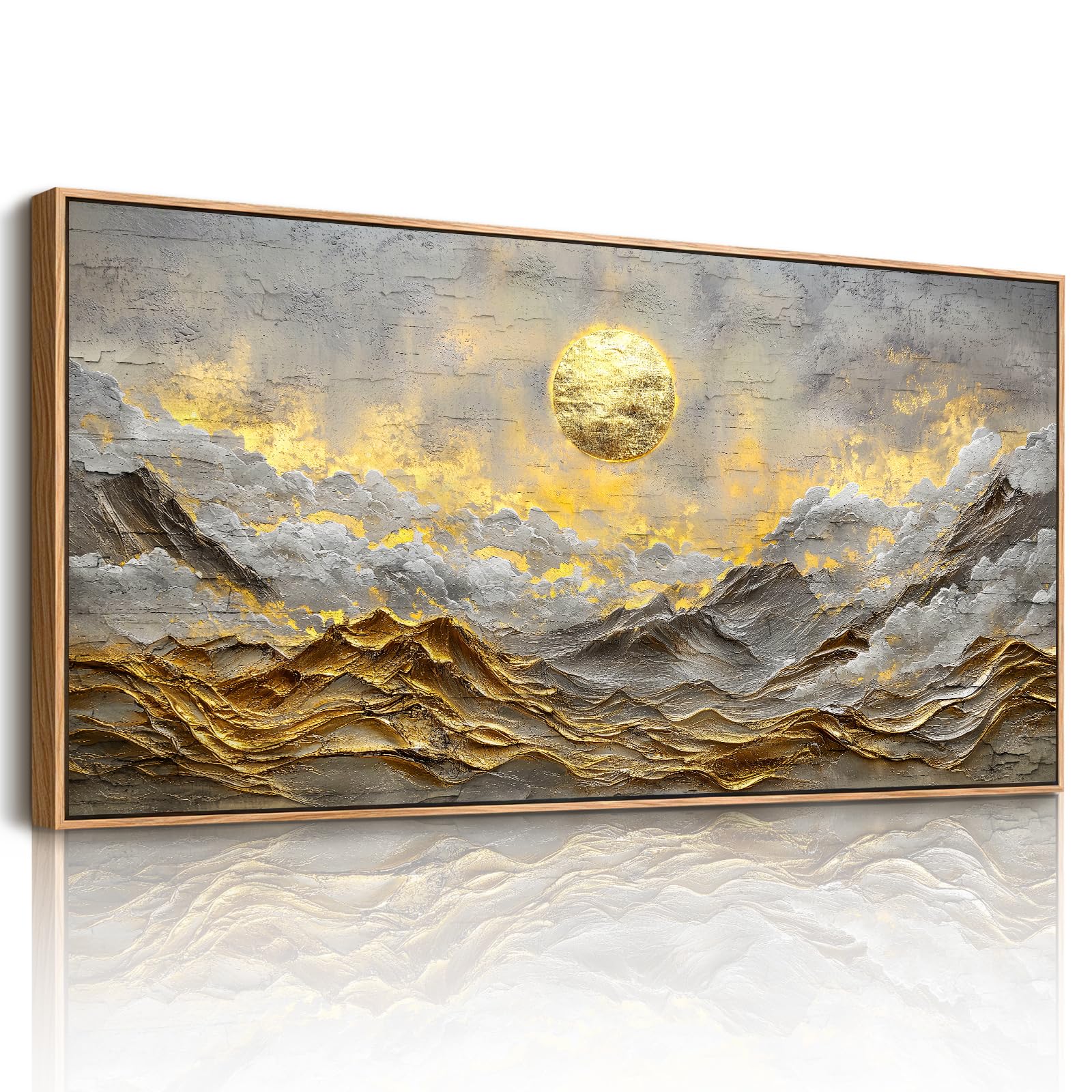 hyidecorart Natural Canvas Wall Art Mountain Framed Picture 24x48 in — image 1