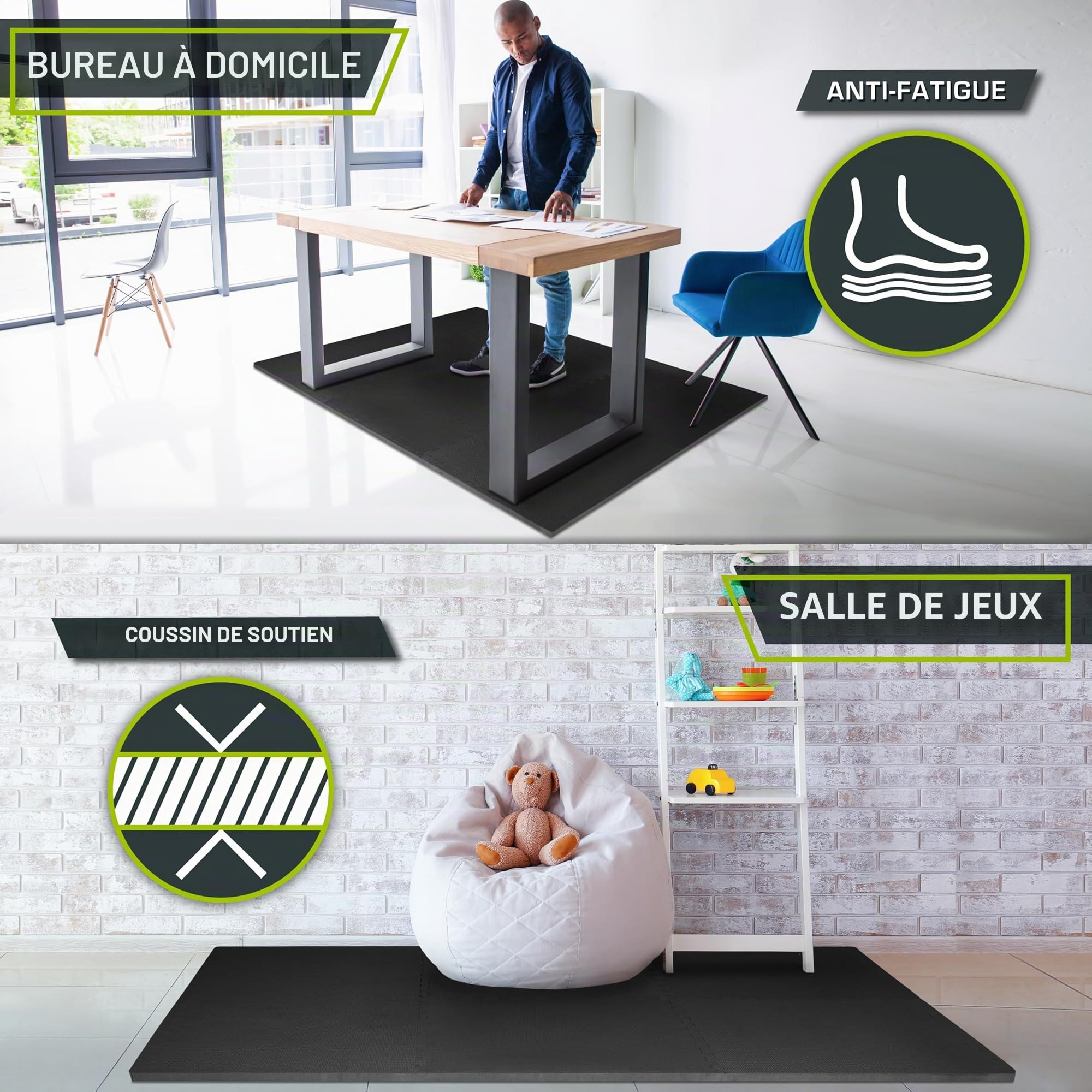 ProsourceFit Extra Thick Puzzle Exercise Mat ¾” and 1", EVA Foam Interlocking Tiles for Protective, Cushioned Workout Flooring for Home and Gym Equipment