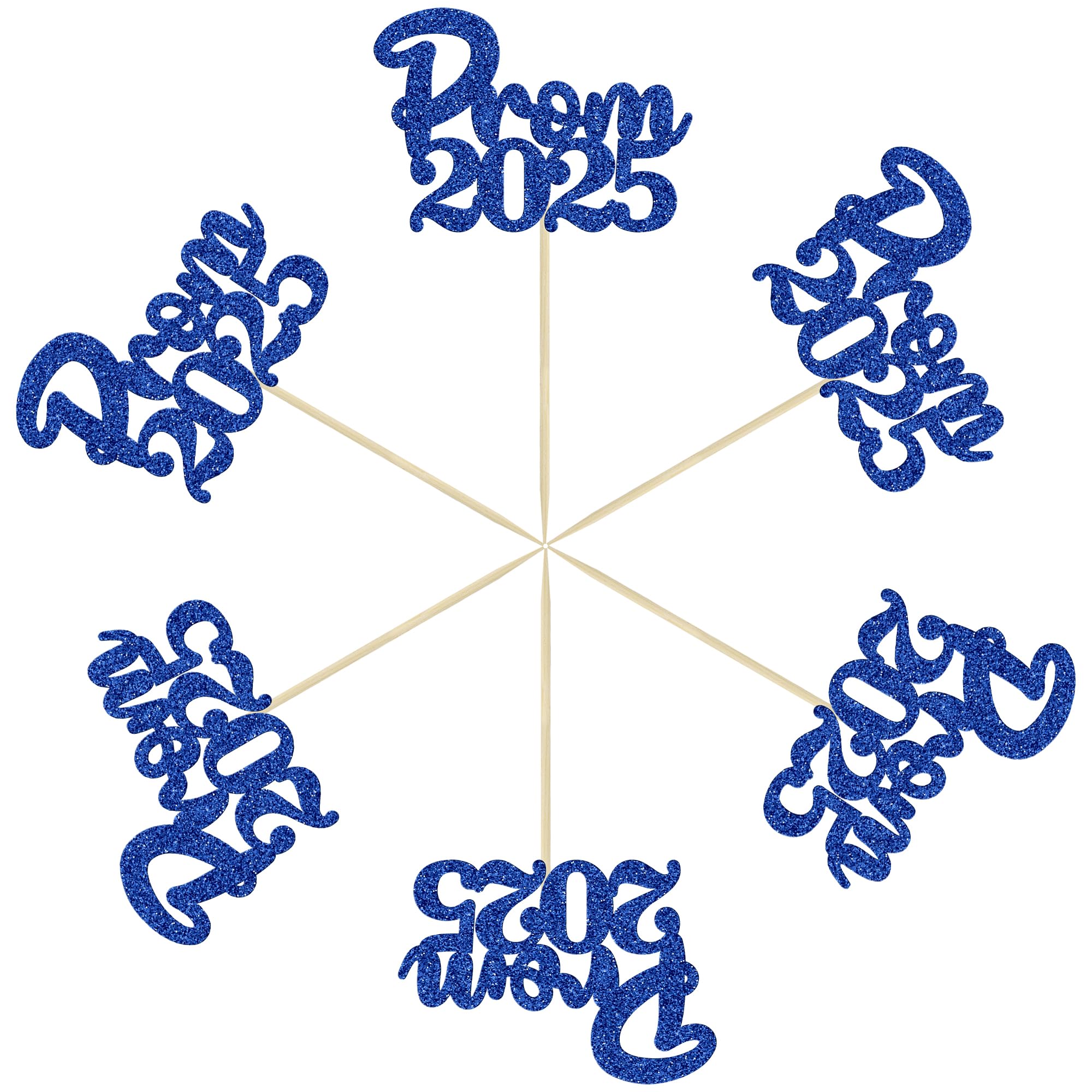 Gyufise 24Pcs Prom 2026 Cupcake Toppers Prom 2026 Decorations 2026 Graduation Cupcake Toppers Class of 2026 Cupcake Picks for 2026 Graduation Prom Party Decorations Deep Blue - Image 3