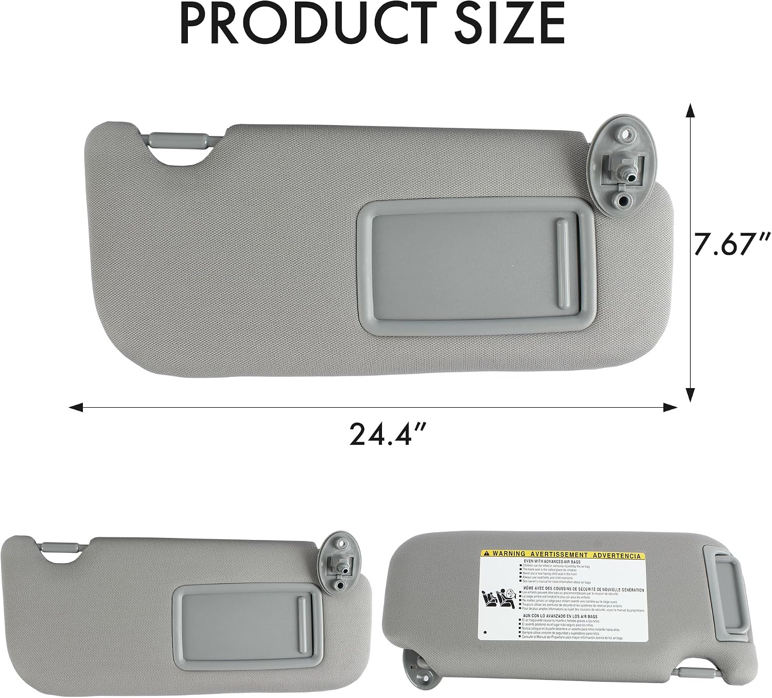 Toyota Camry 2018-2024 Sun Visor- OEM 74310-06C12-B1 74320-06C72-B1, Gray, Exact Fit Inside Car Replacement (Right & Left Side Wiring) (Left Driver Without Lights)