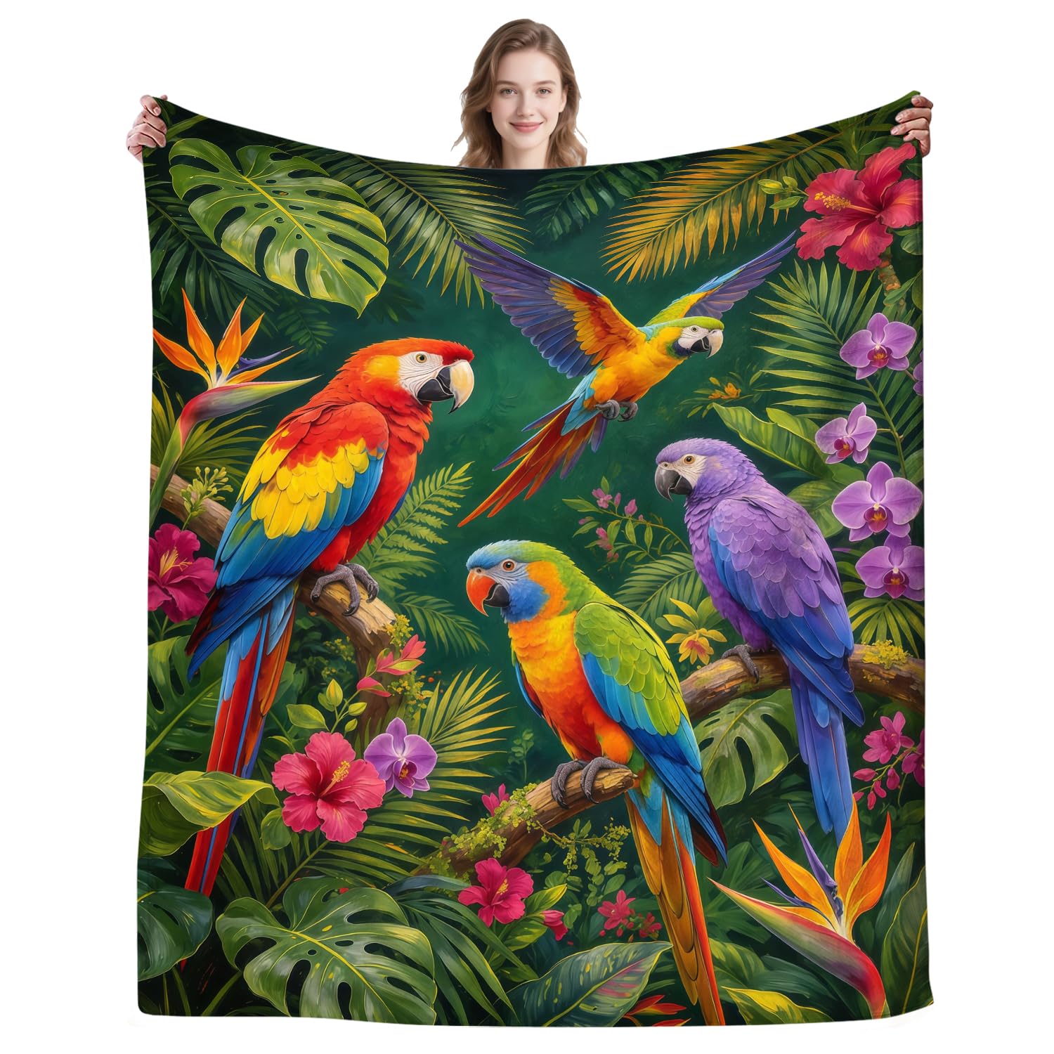 Magazasi Parrot Bird Blanket Cockatiel Parrot Bird Fleece Throw Blanket Cockatiel Birthday Stuff Gifts Bedding Decor for Women Adults 50"X40"INCH