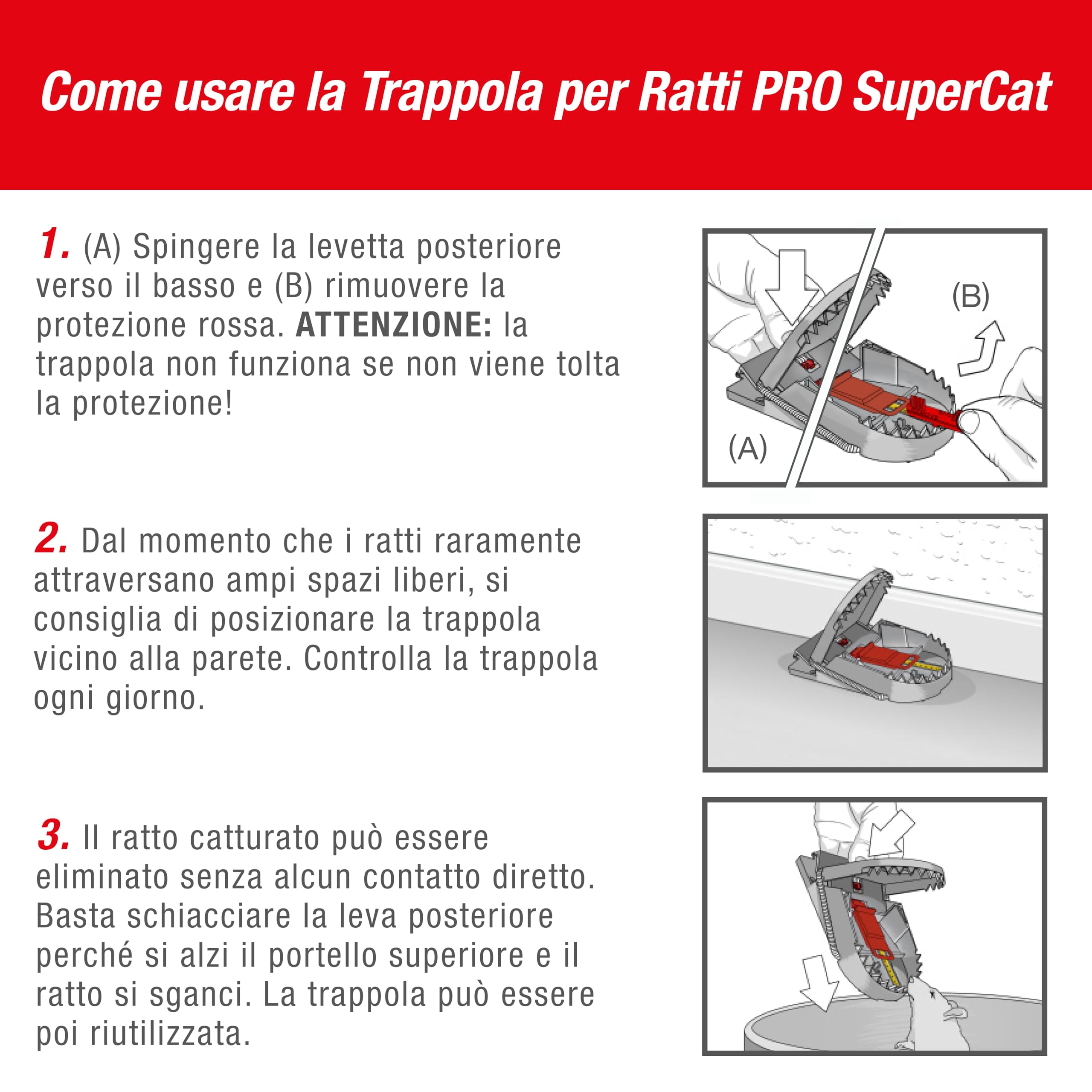 SWISSINNO Trappola per Ratti PRO SuperCat – Trappola Riutilizzabile e Affidabile – Eliminazione Rapida e Precisa – Con Esca al Burro di Arachidi - 2 Trappole