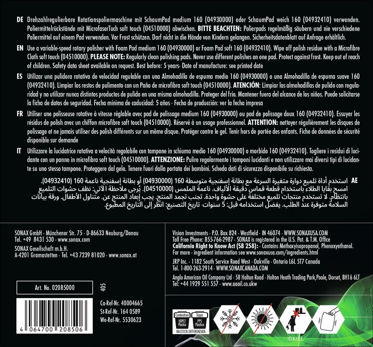 SONAX PROFILINE NP 03-06 (5 Liter) zum professionellen Polieren von vermatteten und verkratzten Lacken. Silikonfrei | Art-Nr. 02085000