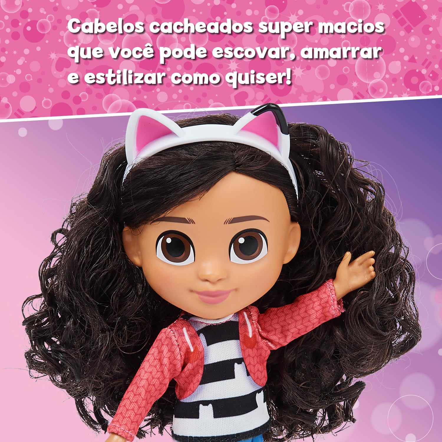 SUNNY, Gabby's Dollhouse, Boneca Gabby, Orelhas de Gato Removíveis - 20cm