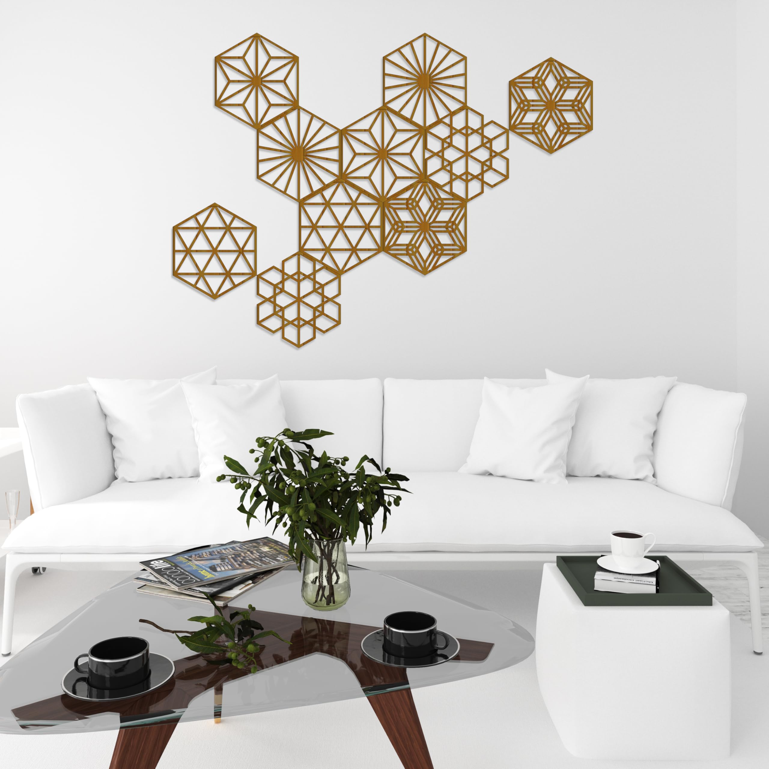 Genérico DECORACION PARED, SALON, MADERA, LOCAL, OFICINA, 3D, MODERNO, MURAL ORIGINAL, HEXAGONOS, ADHESIVO, HOGAR. 10 PIEZAS, DISEÑO EXCLUSIVO. CUADRO. PRECIOSO REGALO.
