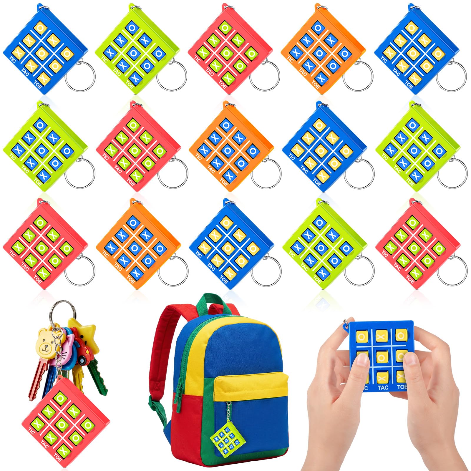 Photo 1 of 100 Pcs Tac Toe Game Birthday Summer Party Favors Goodie Bags Stuffers for Kids 8-12 Classroom Prize Puzzle Game Treasure Toys Bulk Keychain Pinata Filler Return Gifts for Girl Boy (Stylish Color)