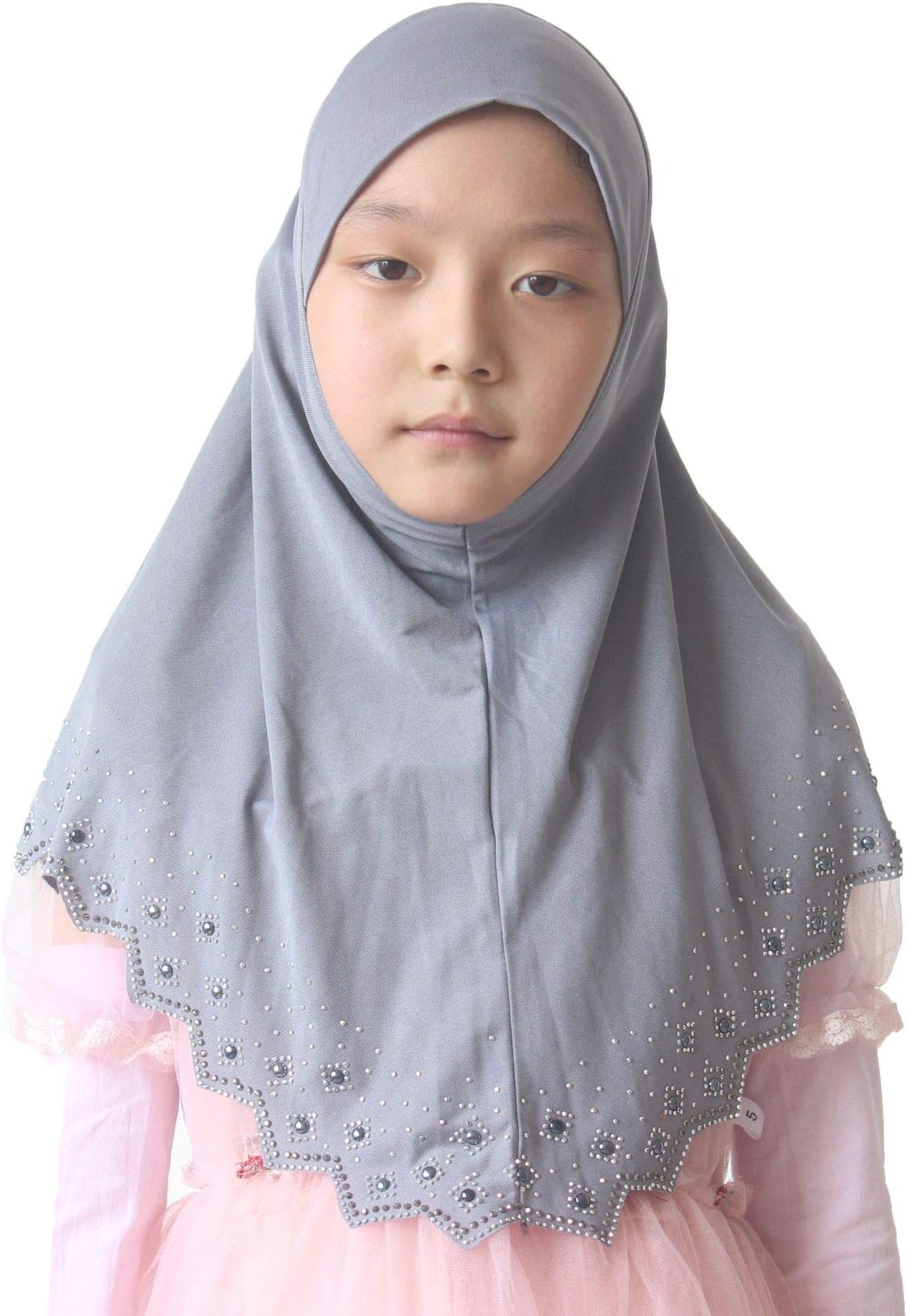 Girls/Children Hijab Scarf Headscarf Wrap one Piece Muslim Amira with Czech Drill