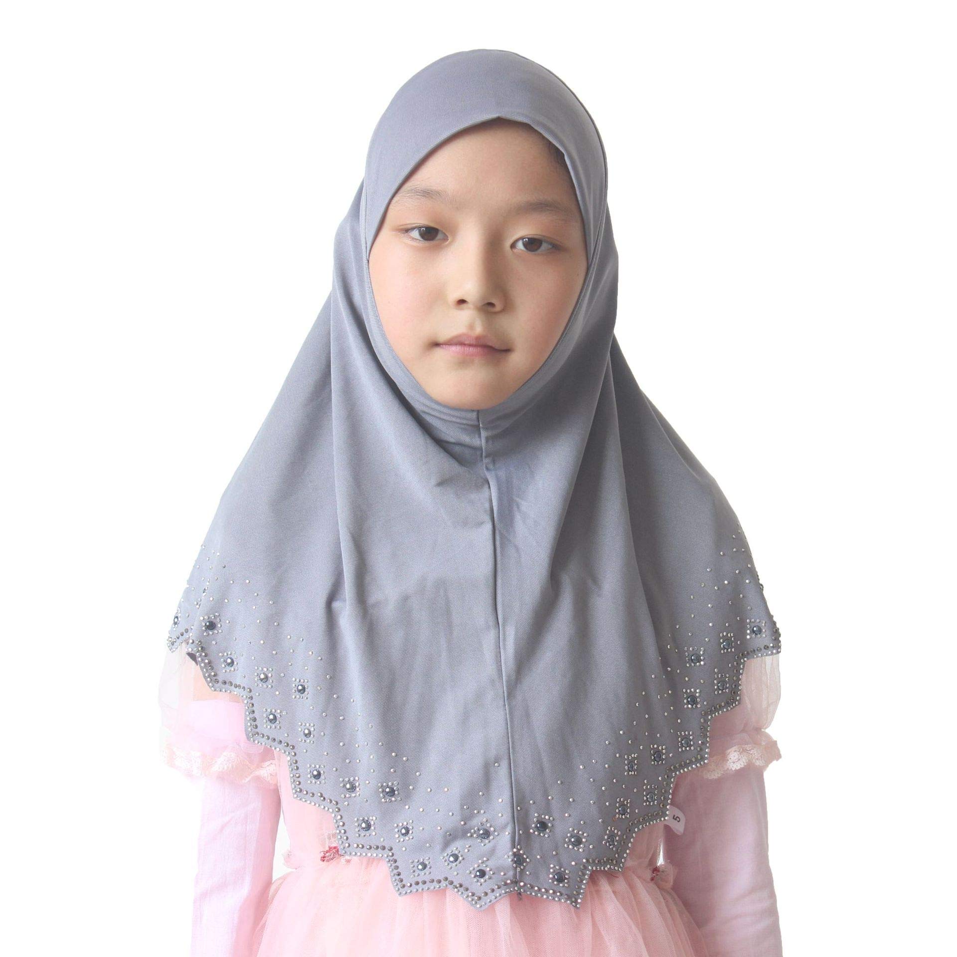 Girls/Children Hijab Scarf Headscarf Wrap one Piece Muslim Amira with Czech Drill
