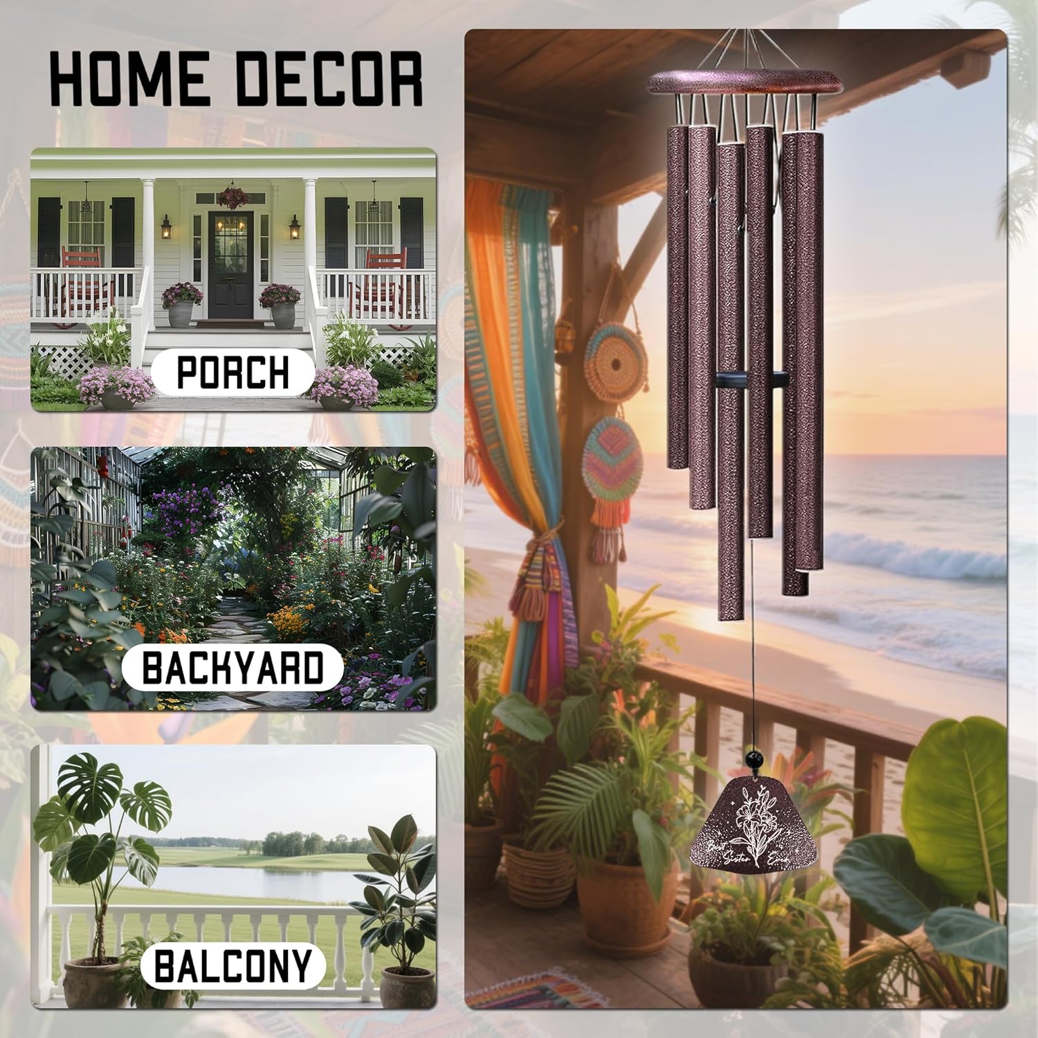 Sister Gifts Wind Chimes 32", Gifts for Sisters, Big Sister Birthday Gift from Sis/Brothers, Christmas Mothers Valentines Day Graduation Gift for Sisters, Best Sis Ever Presents for Women - Image 7