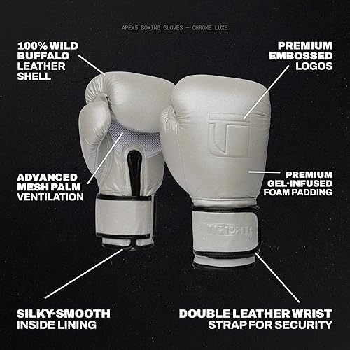 Miniatura 2 de Tigear APEX5 Guantes de boxeo  Chrome Luxe  Boxeo, Muay Thai, MMA y entrenamiento de bolsas pesadas  100% cuero de búfalo