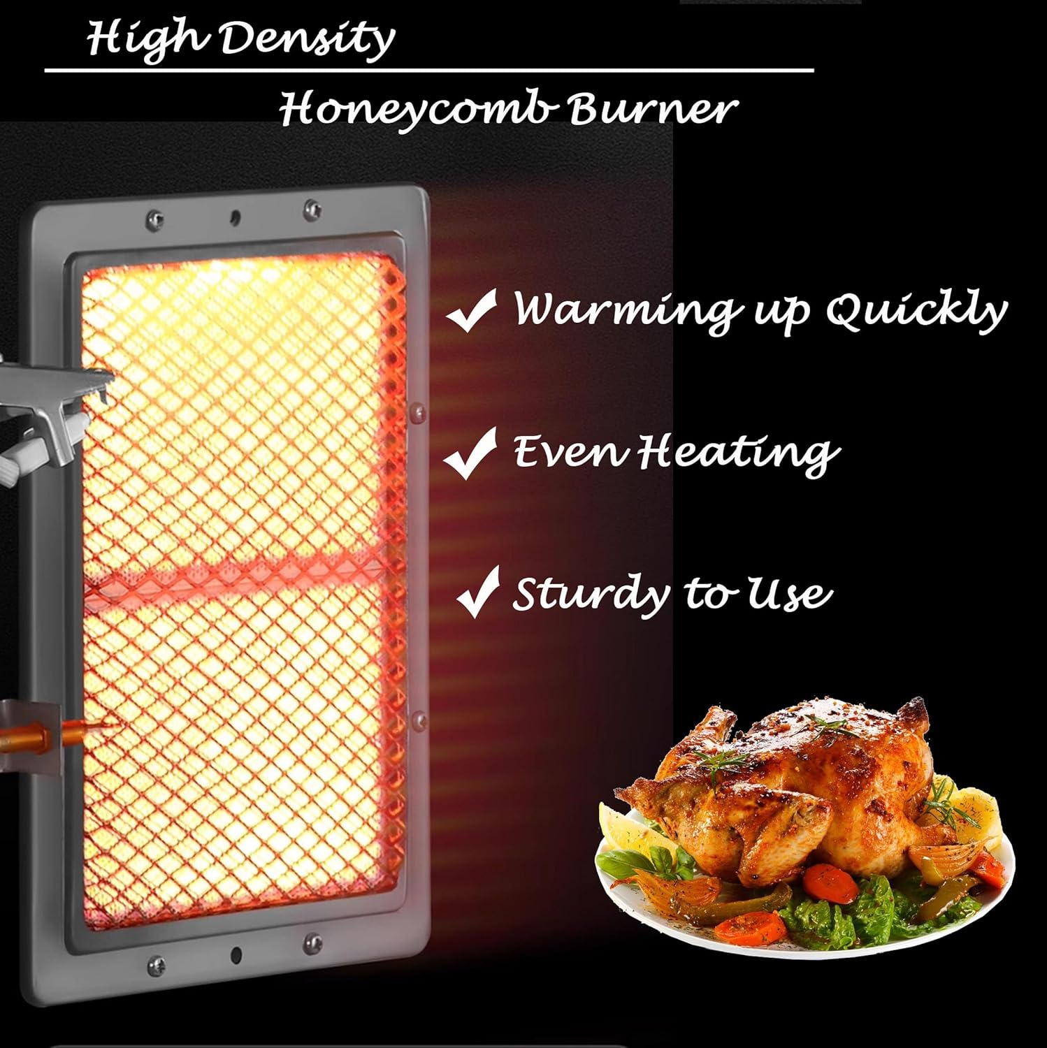 Gas Rotisserie Oven 6-Roll Chicken Rotisserie Machine Stainless Steel Rotary Chicken Roaster Machine Commercial Automatic Rotary Roaster Oven, 110V