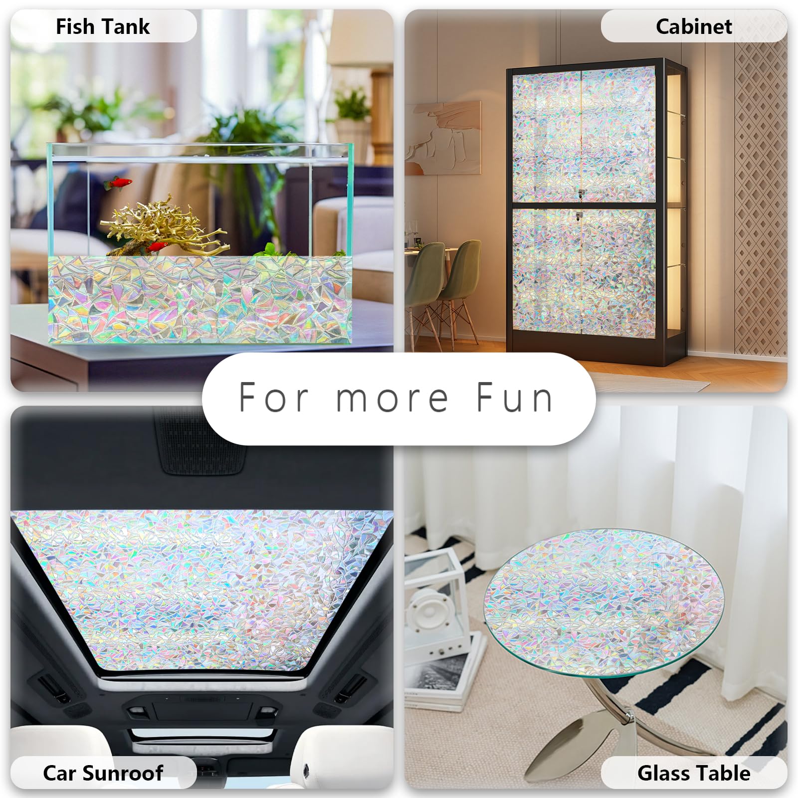 NINETREX Pellicola per vetri Effetto arcobaleno Protezione UV Vinile autoadesivo decorativo Adatto per cucine, camere da letto e soggiorni(44.5 * 400cm)