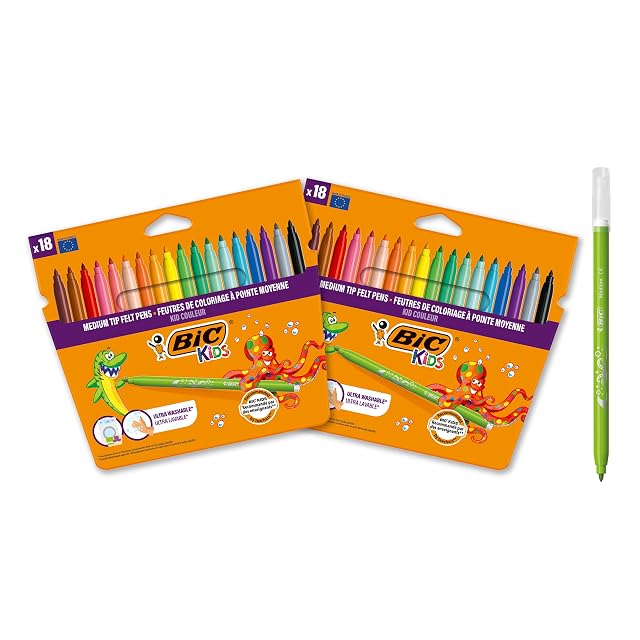 BIC Kids Kid Couleur, rotuladores de colores para Niños, colores llamativos, óptimo para material escolar