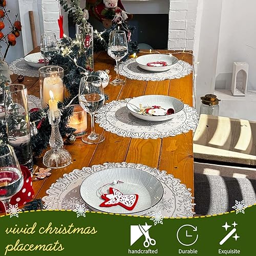 Miniatura 4 de AHHFSMEI Juego de 6 manteles individuales redondos de vinilo metálicos, resistentes al calor, decorativos, antideslizantes, de 15 pulgadas, manteles