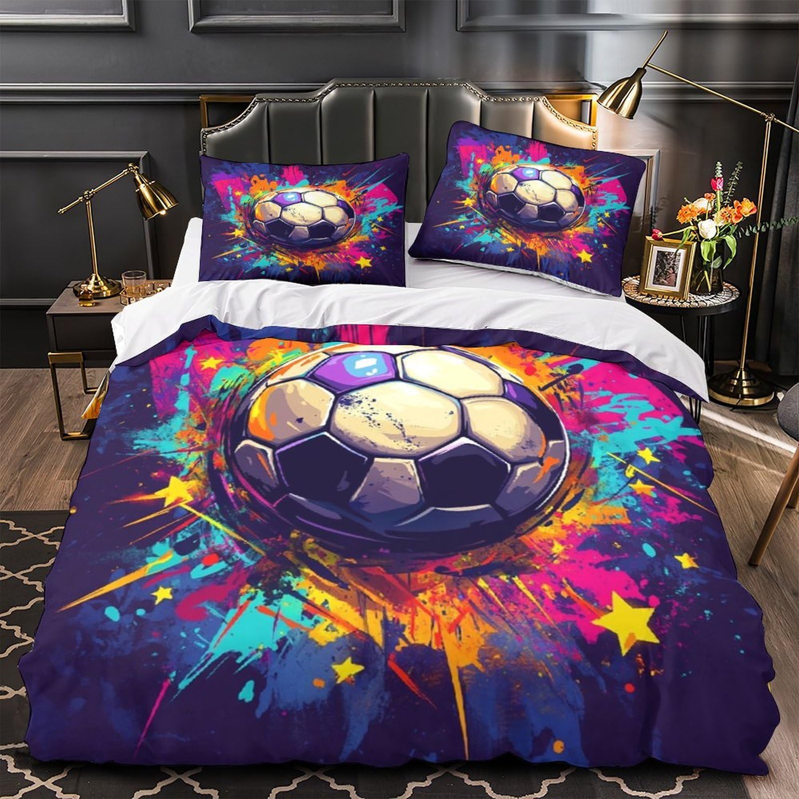 Linge de lit hypoallergénique contre les allergies parure de lit 3D foot microfifre 135x200