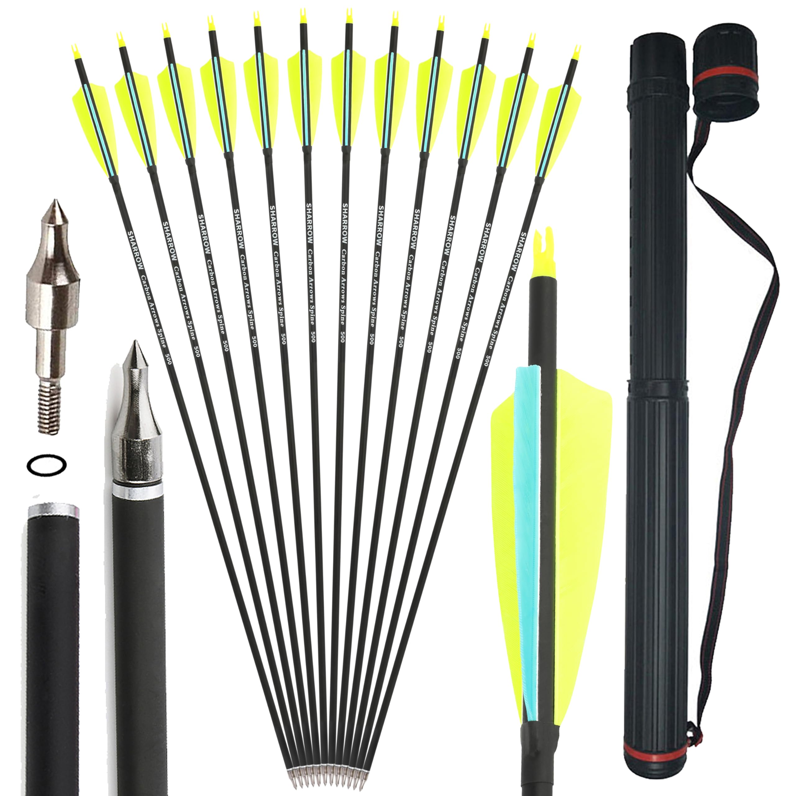 32 FLÈCHE DE carbone avec 4 turc plume colonne Spine 400 flèches de chasse EUR 32,15 - FR