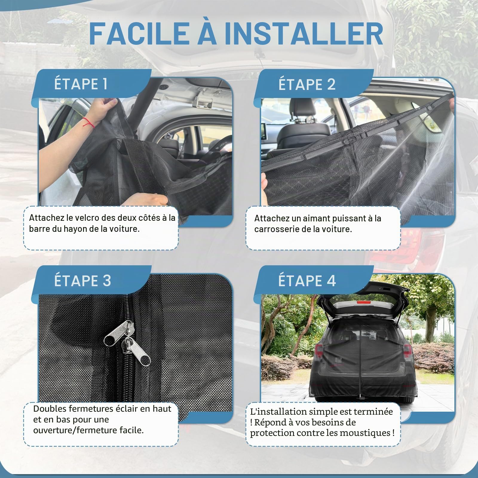 lalago 174x150cm Moustiquaire pour Hayon Magnétique, Protection Solaire en Maille Anti-UV Filet, Hayon Voiture Anti-Moustique Noir pour SUV- MPV- Van- Arrièrekl, Camping-Car Caravane,Van en Plein Air