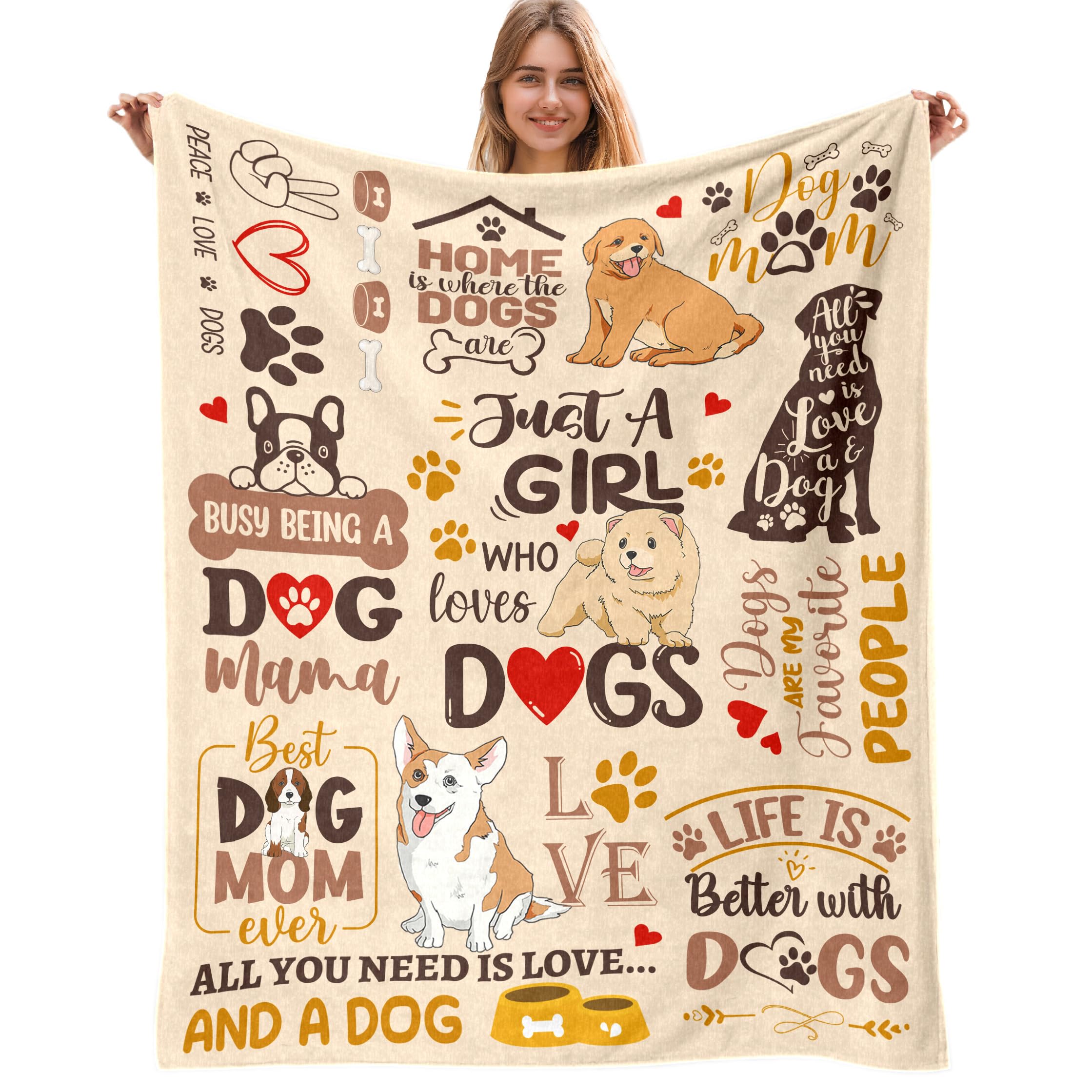 Ajiiusv Women's Dog Lover S Gifts For Gifts For S Owners For Christmas Mothers Day, Just A Girl Who Loves Dogs Throw Blanket 50"X60"