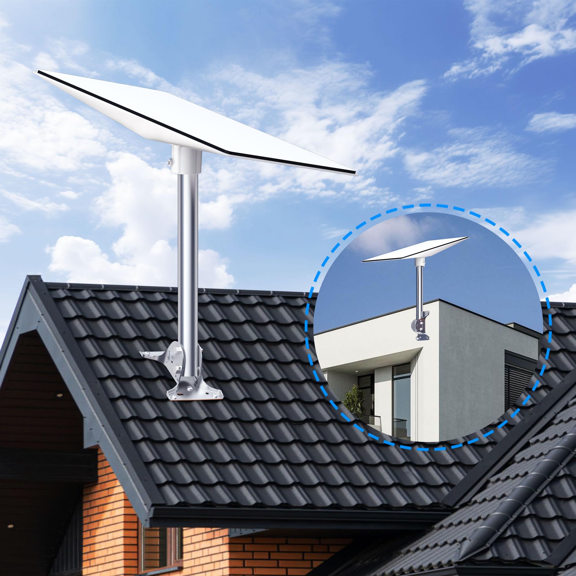 Bekuya Starlink Gen 3 Mount Kit Adjustable for Starlink Gen 3 Standard Dish, Starlink Pole Mount, Starlink Generation 3 Pipe Adapter Heavy Duty Pivot Roof Mounting Kit for Starlink Gen 3 / V3 Dish