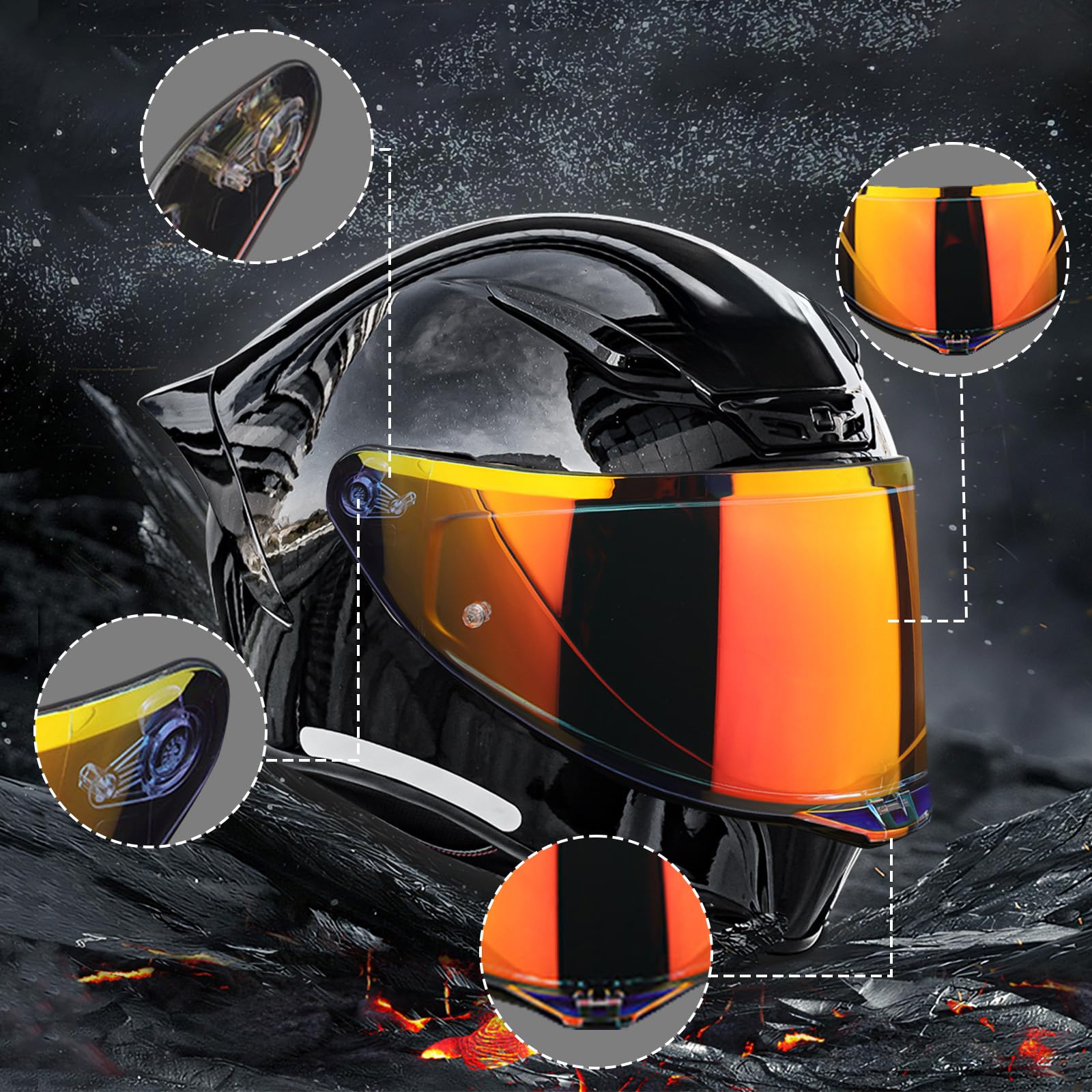 Visiera di Ricambio per Casco adatta per AGV K1 K3SV K5, Visiera per Casco Integrale Resistente ai Raggi UV, Antiappannamento e Antigraffio Visiera per Casco da Moto Lenti per Casco Visiera Protettiva