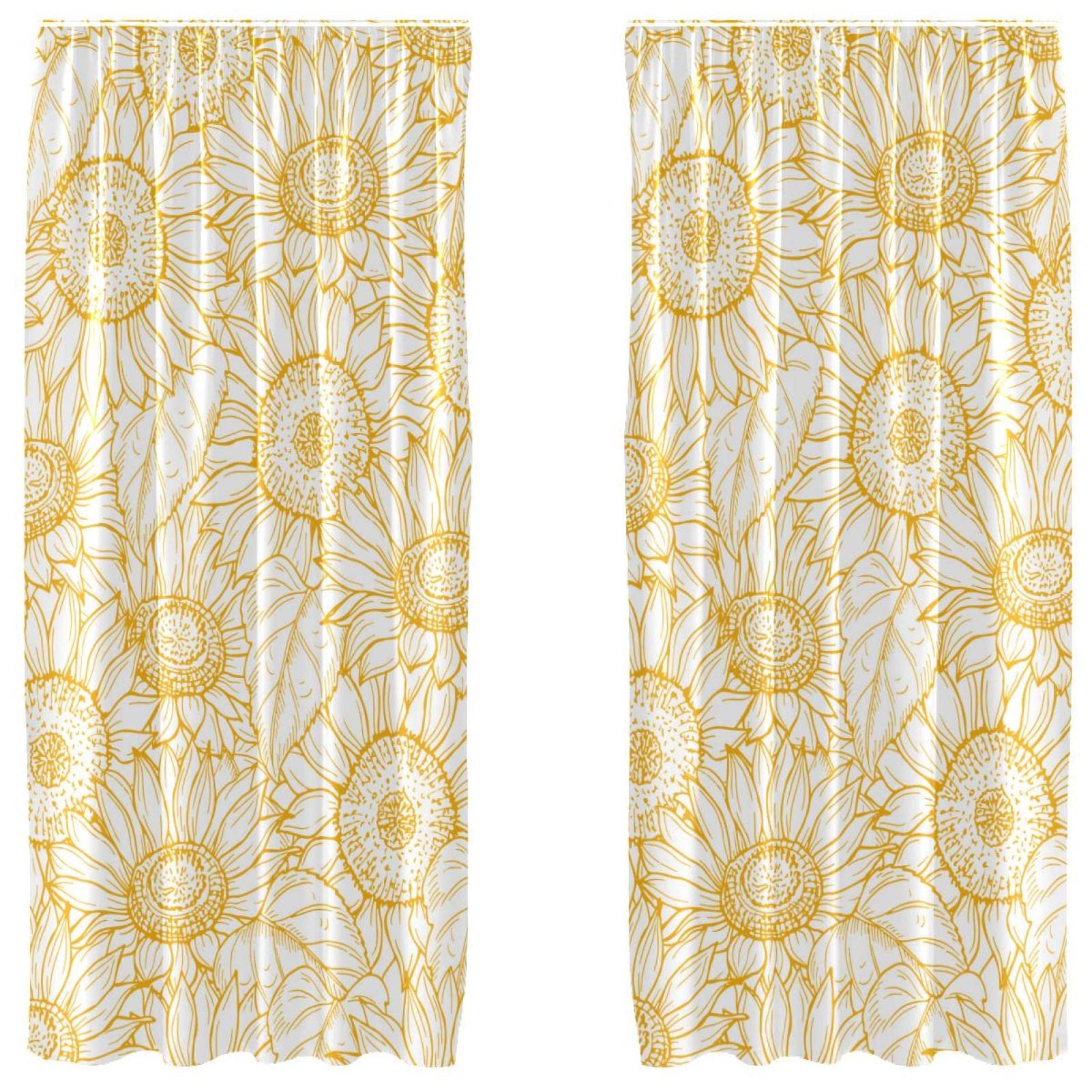 Cortinas opacas de microfibra con flores amarillas, pack de 2 paneles de 55 x 84"